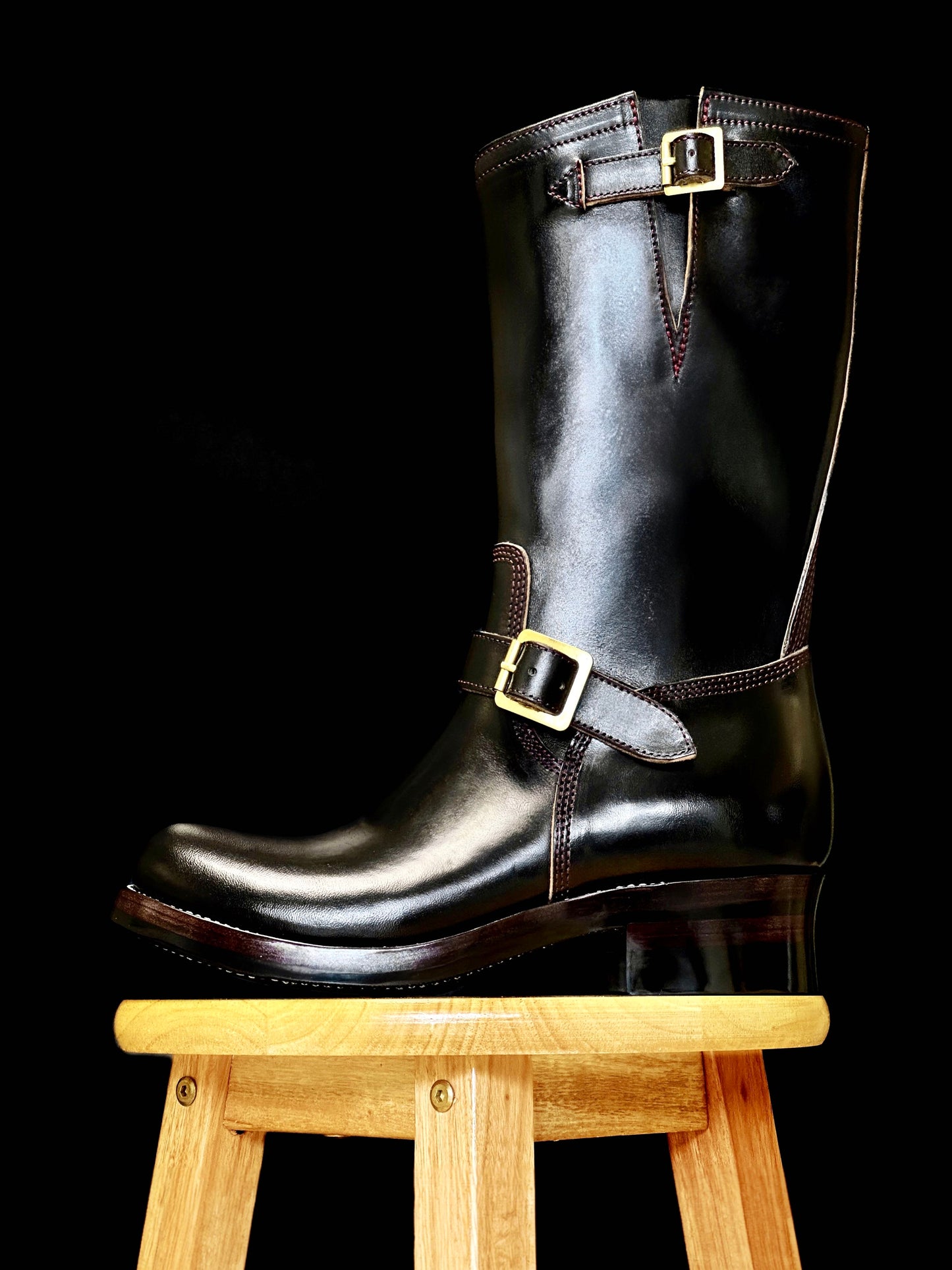 Engineer Boots 11" MTO- Black Maryam Horsebutt with hand painting-BG2383