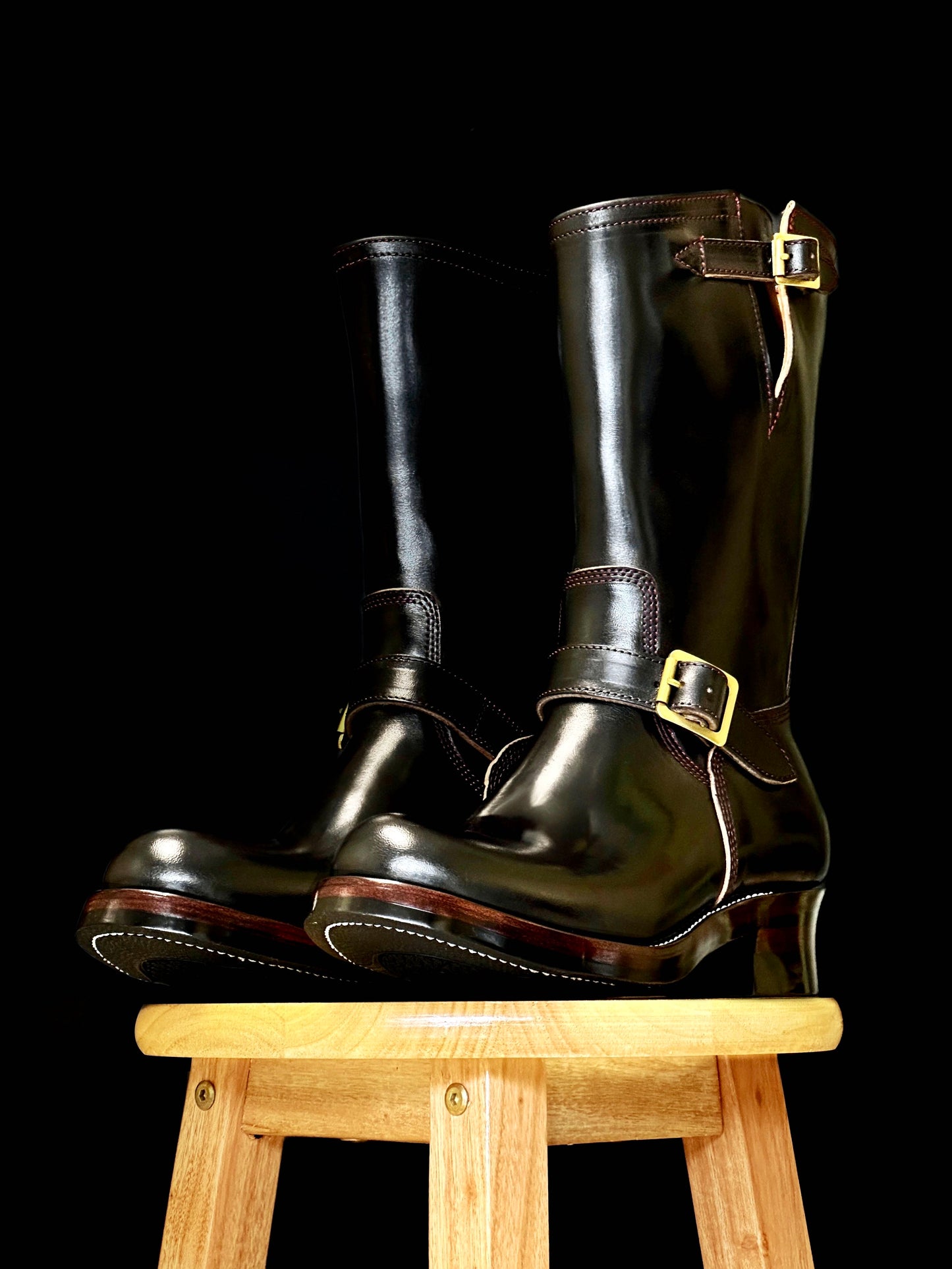 Engineer Boots 11" MTO- Black Maryam Horsebutt with hand painting-BG2383