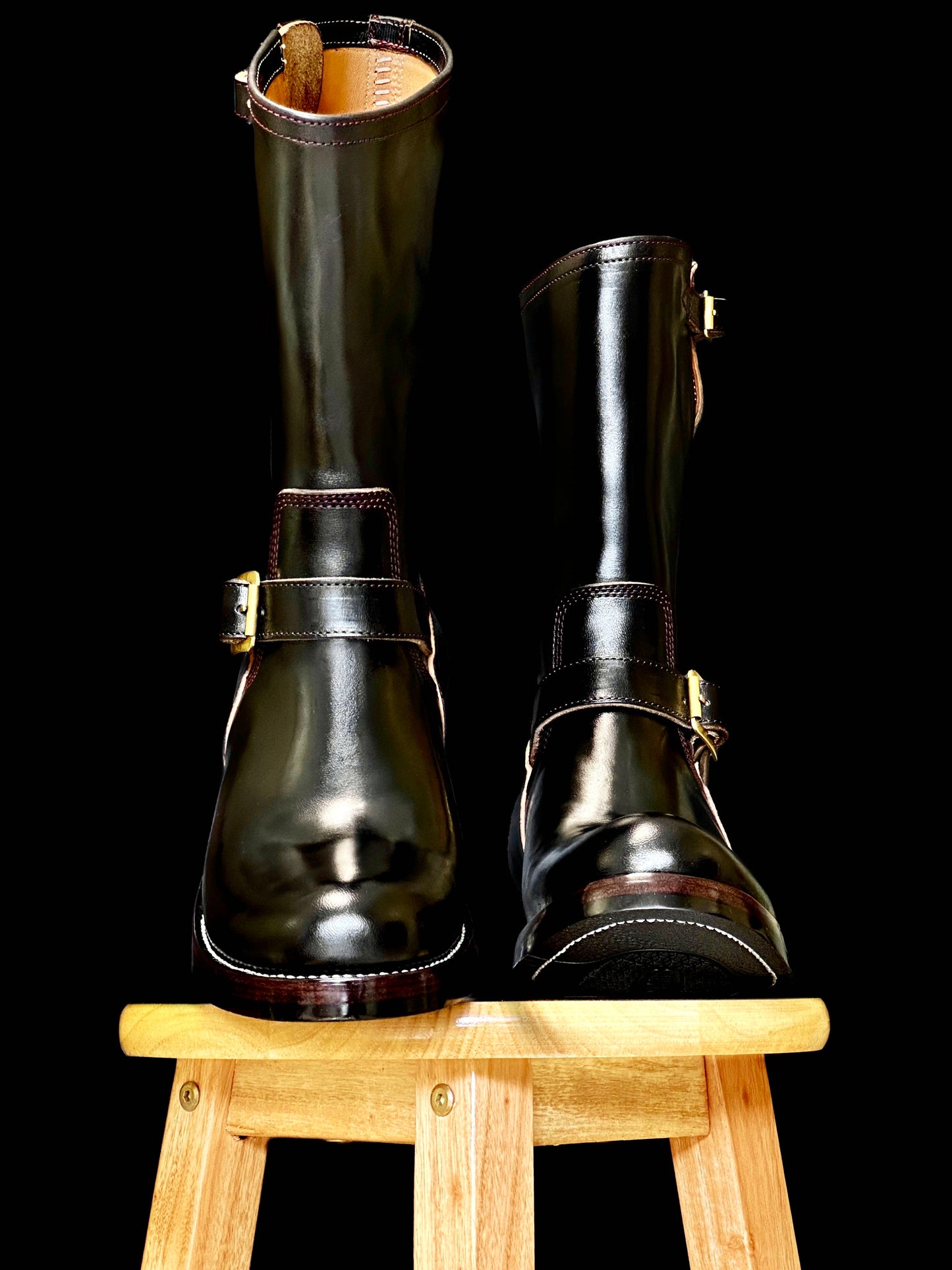 Engineer Boots 11" MTO- Black Maryam Horsebutt with hand painting-BG2383