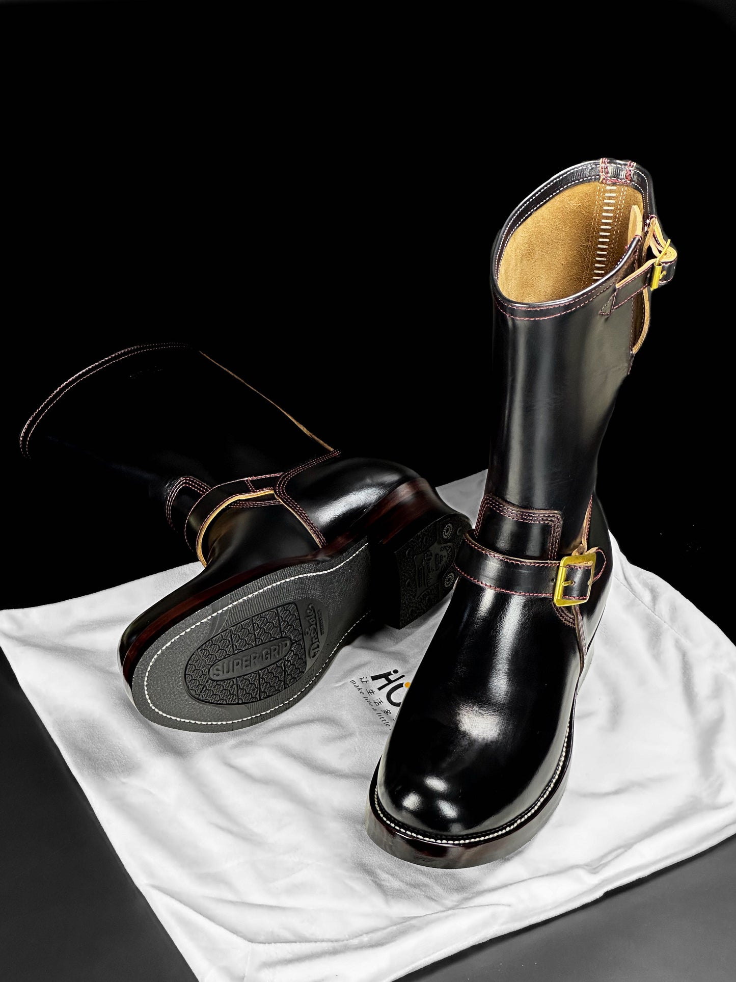 Engineer Boots 11" MTO- Black Horween CXL with hand painting-BG2383