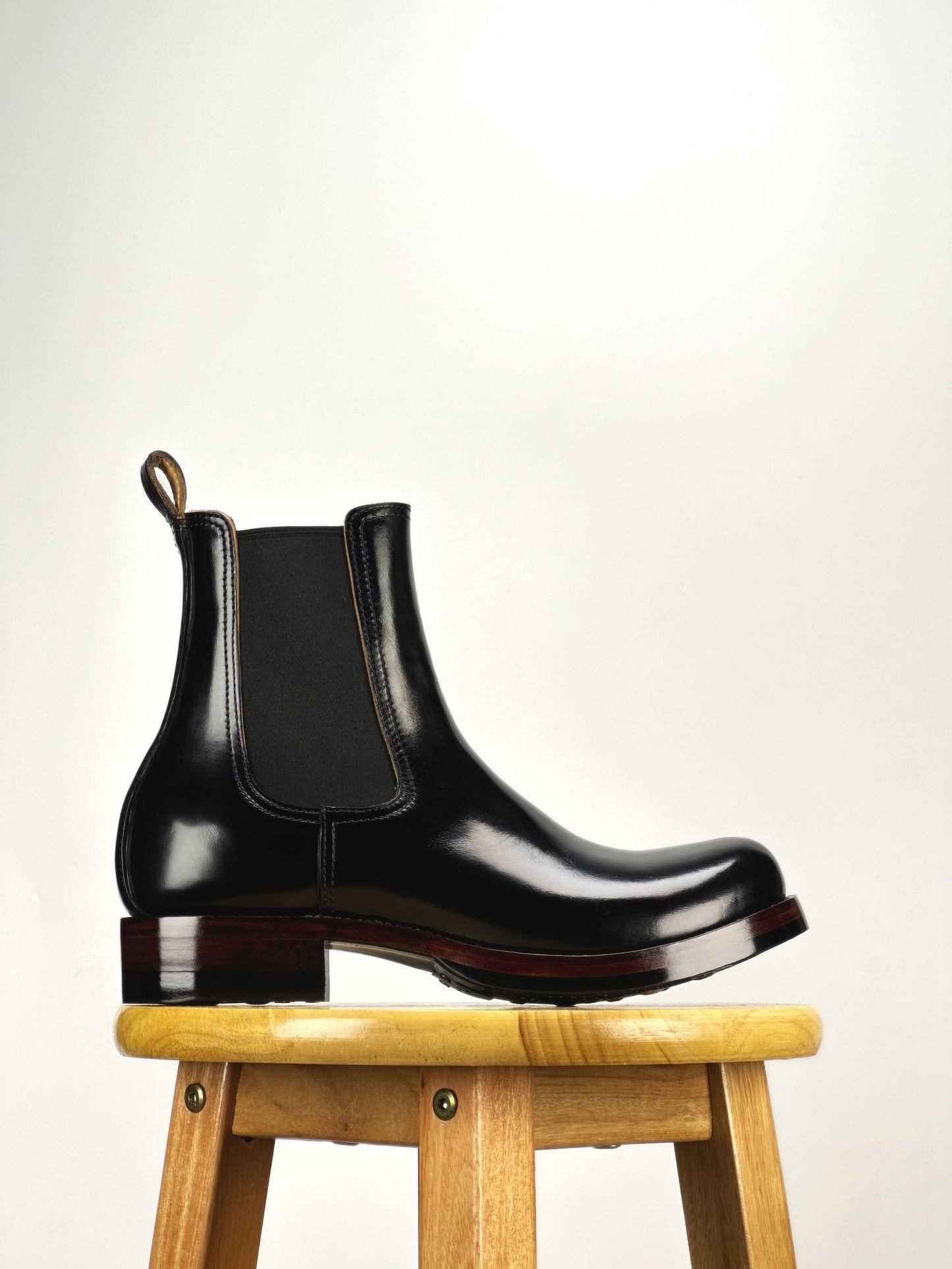 Chelsea boots MTO- Black Maryam Horsebutt oiled and waxy with hand painting-V6 Last-2957