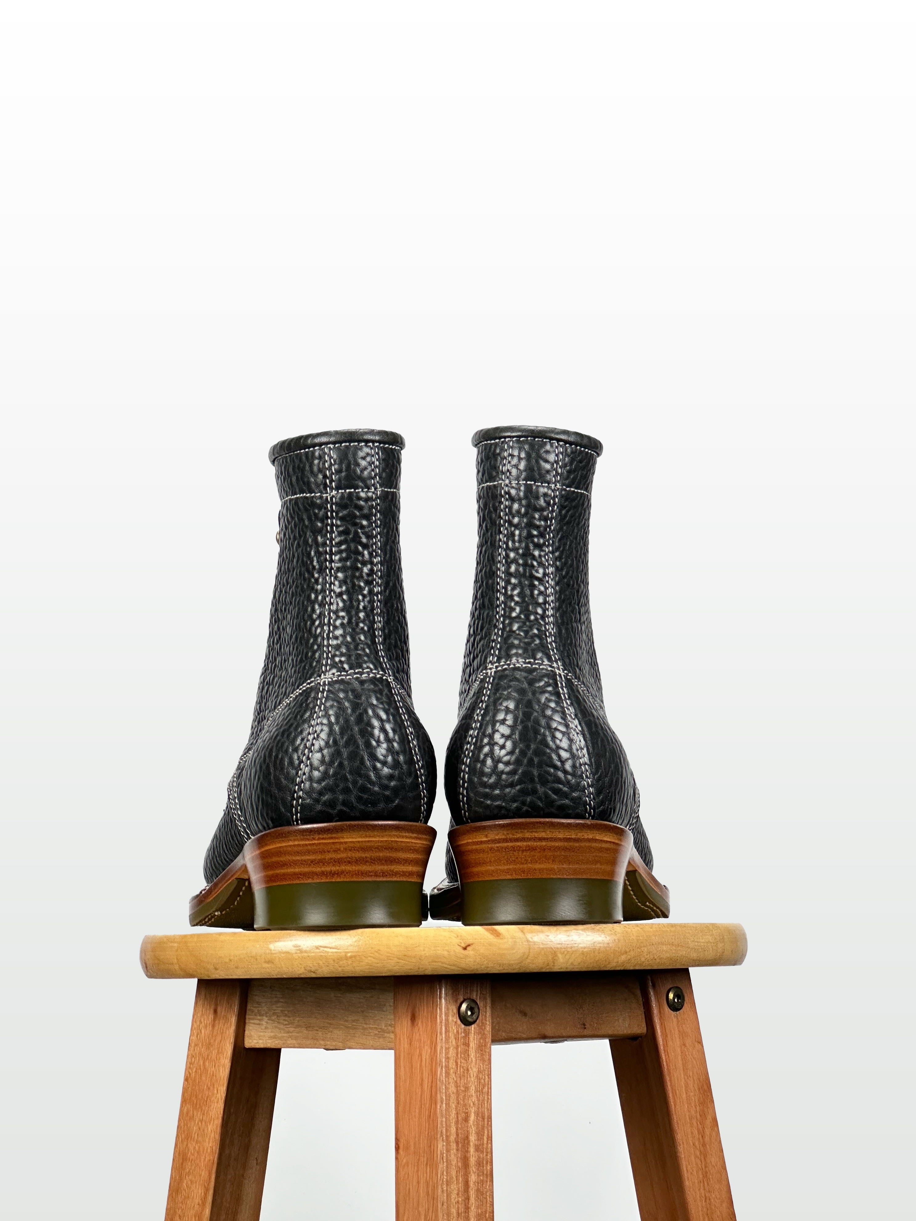 (MTO) - Miner Boots - Black bison-SD with double stitch