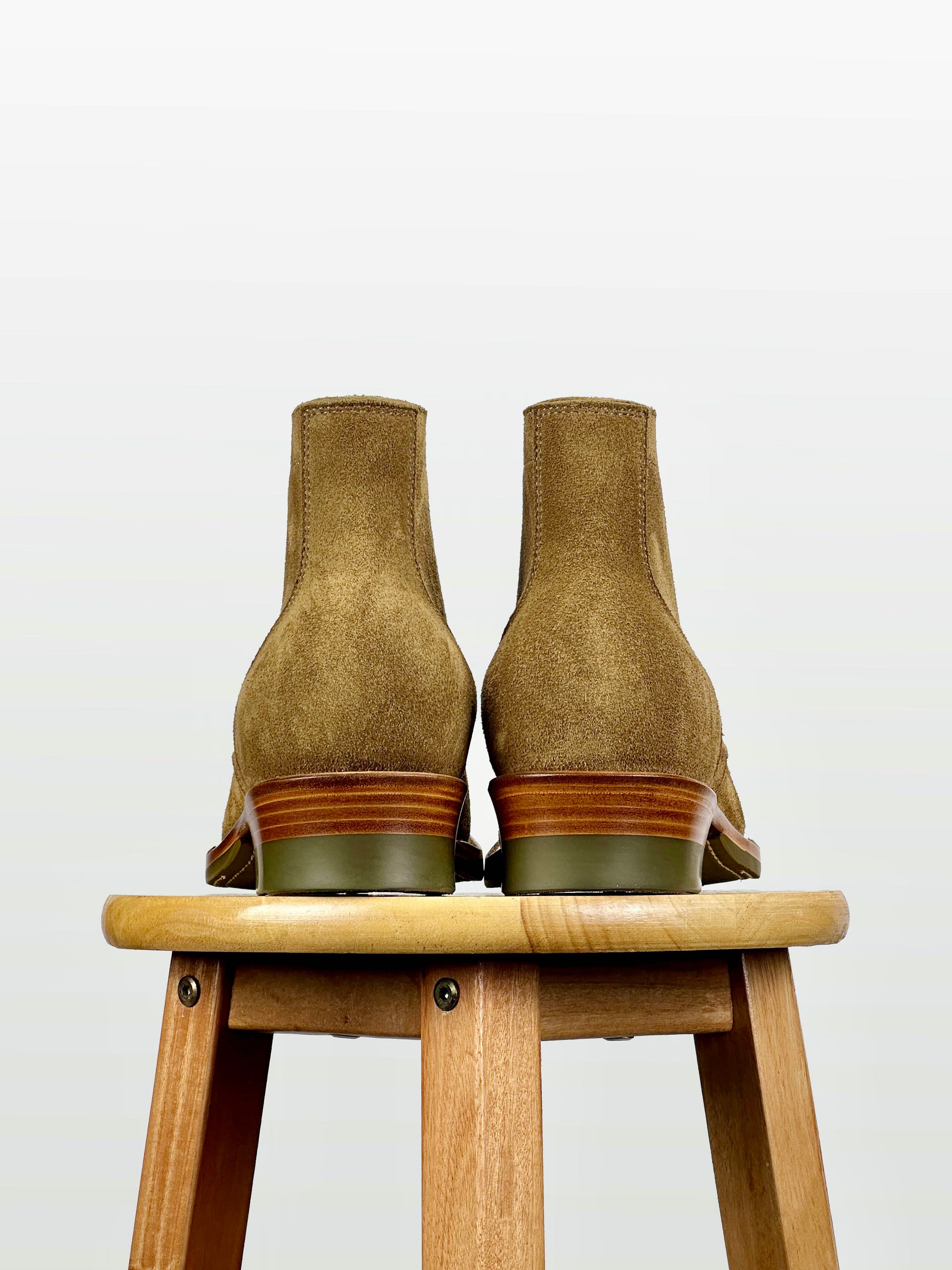 (MTO) - Miner Boots -Olive full-grain reverse cowhide Boots - 6186