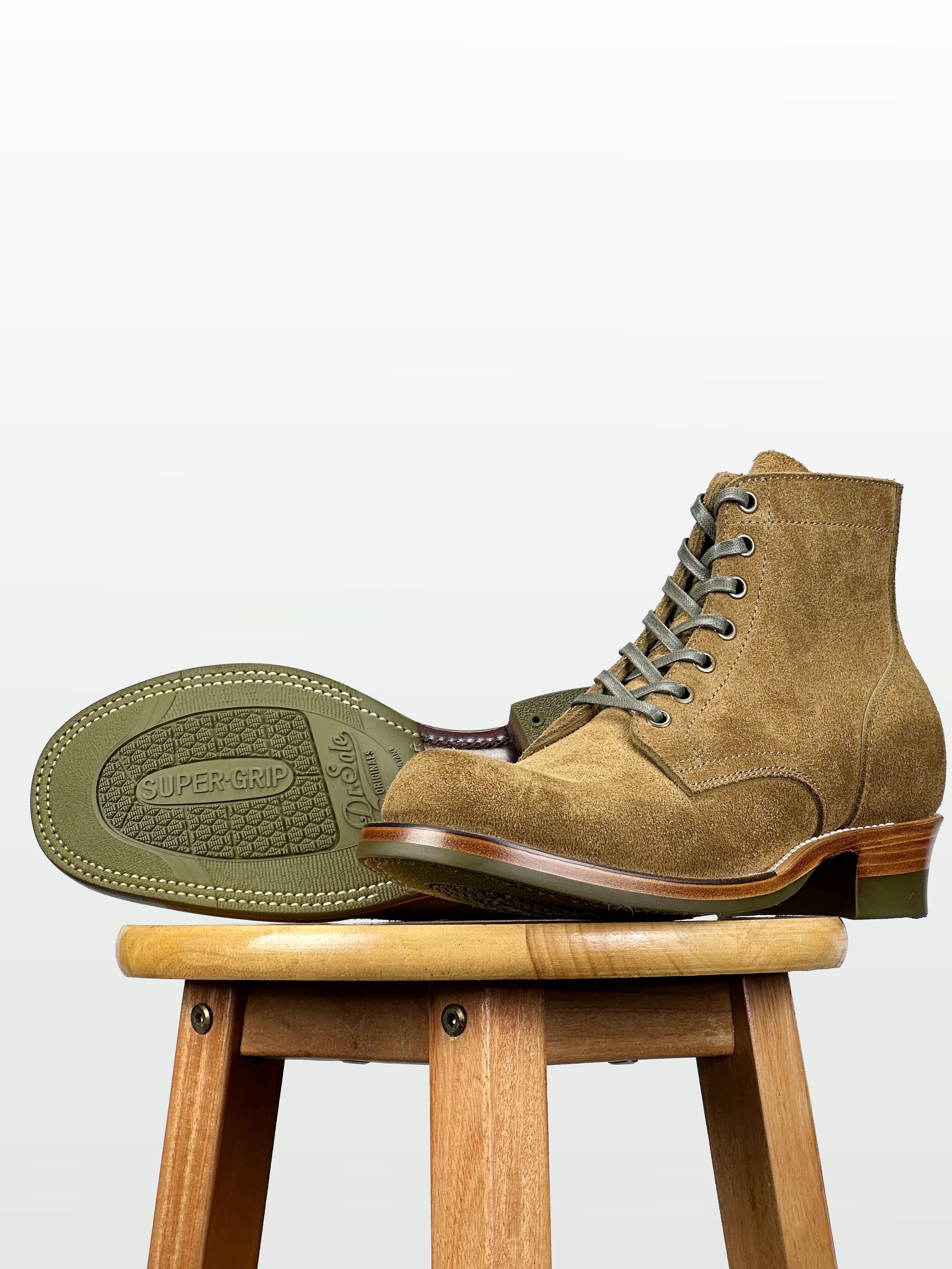 (MTO) - Miner Boots -Olive full-grain reverse cowhide Boots - 6186