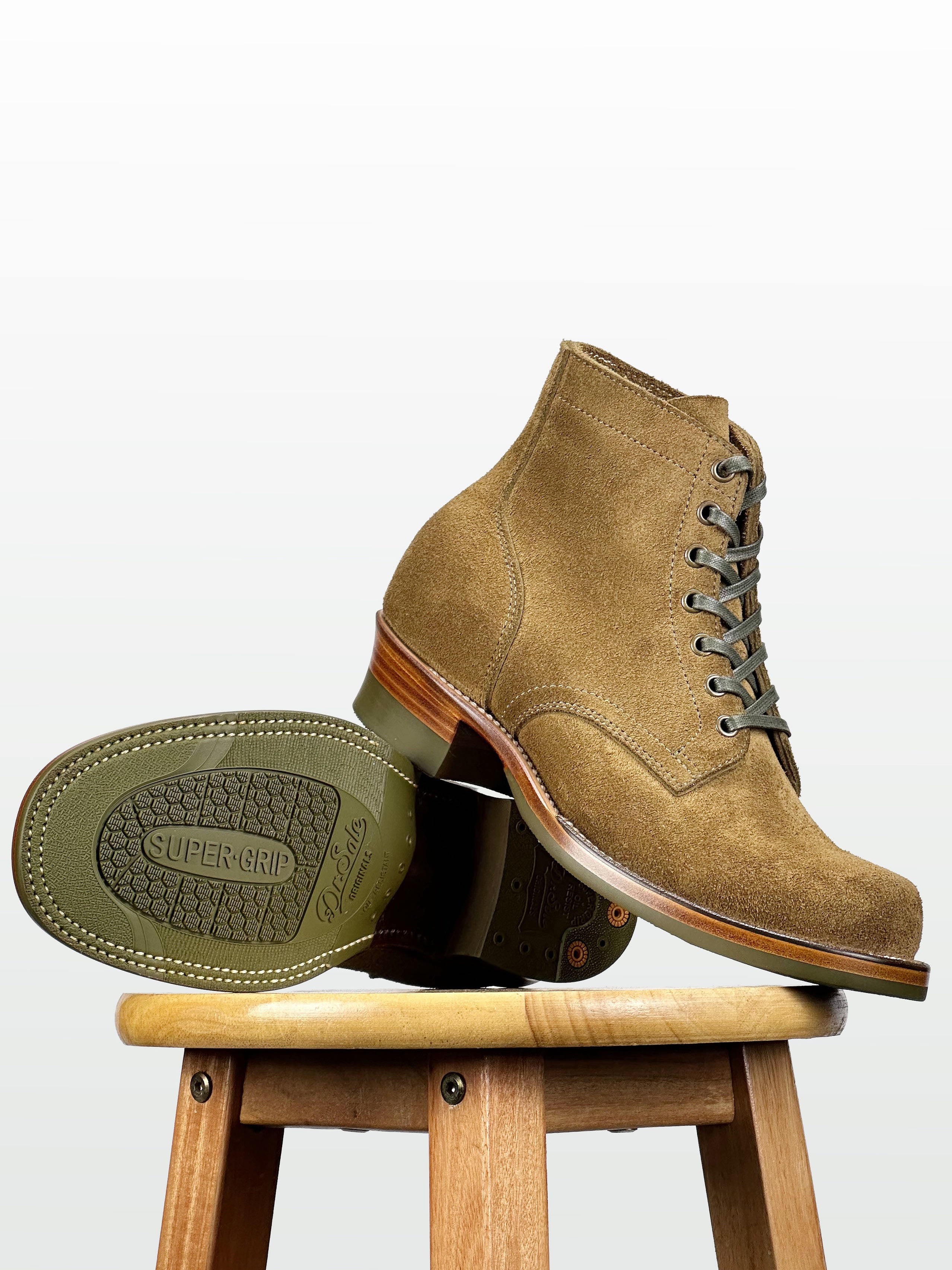 (MTO) - Miner Boots -Olive full-grain reverse cowhide Boots - 6186