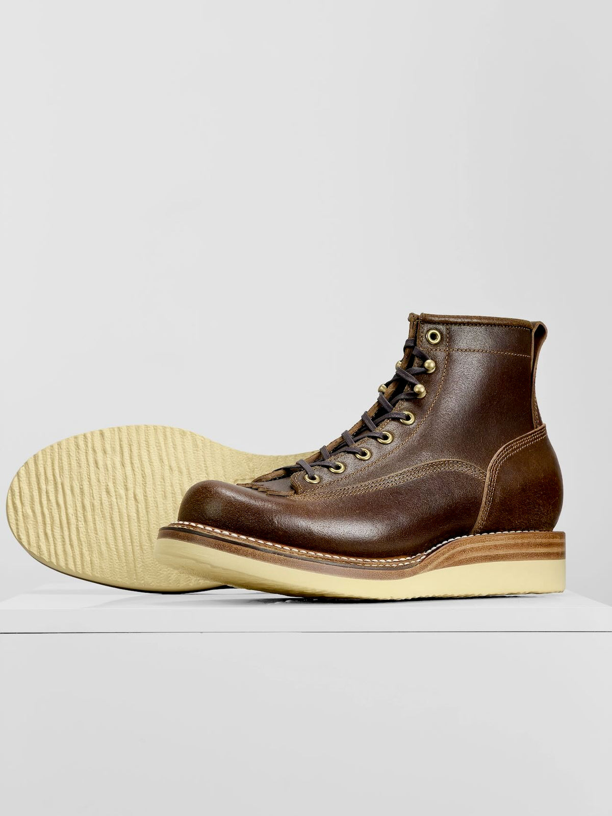 MTO Monkey Boots - Horween Waxed Flesh Cinnamon | Stitchdown Construction with hand finished welt | 6981