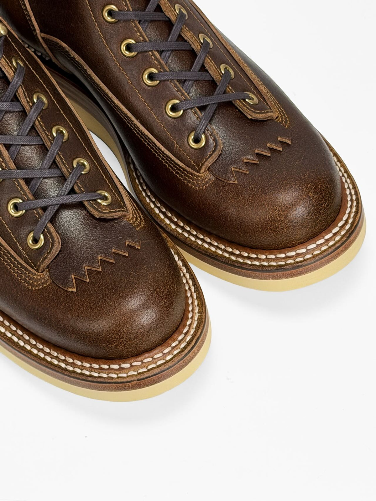 MTO Monkey Boots - Horween Waxed Flesh Cinnamon | Stitchdown Construction with hand finished welt | 6981