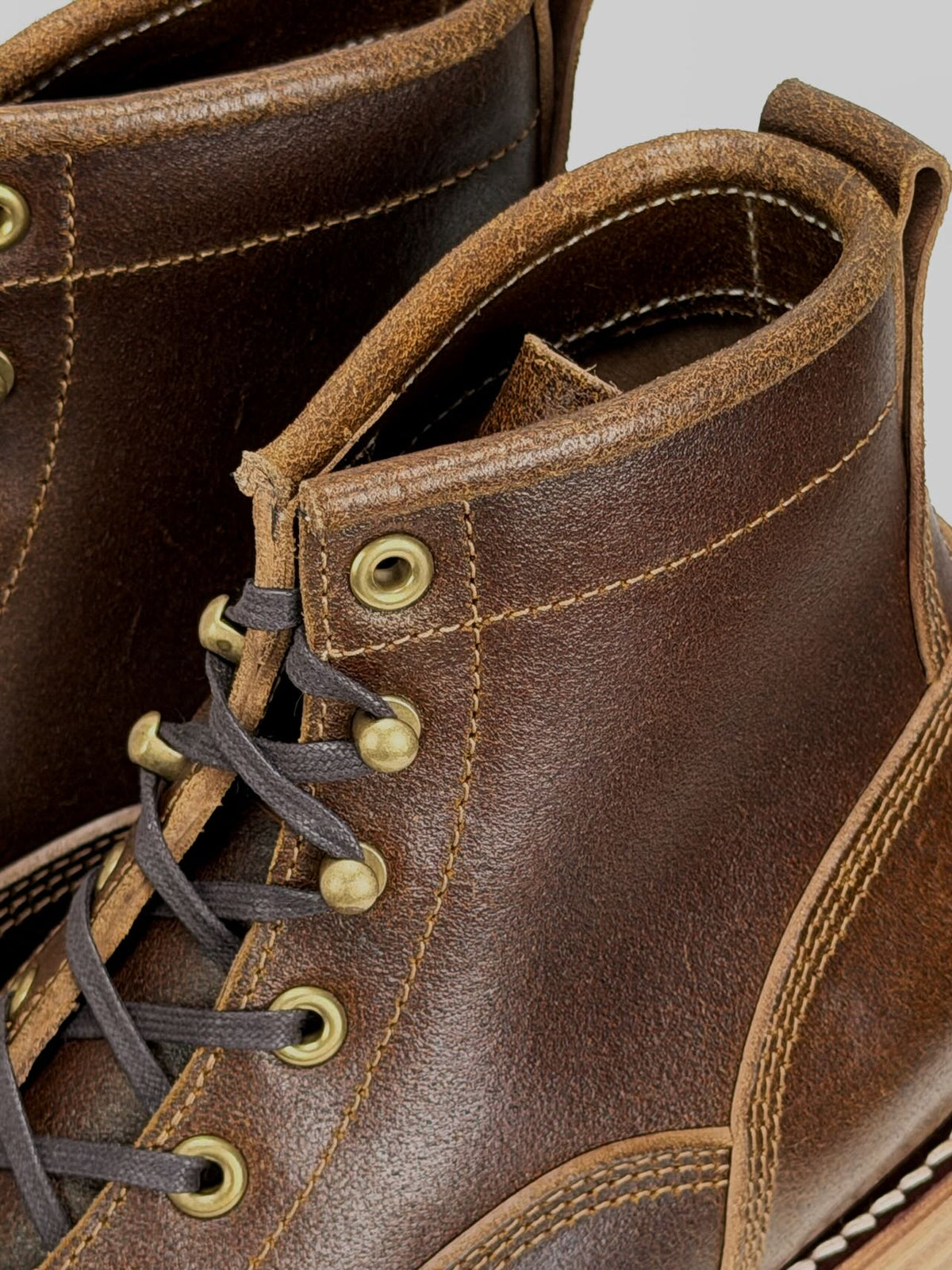 MTO Monkey Boots - Horween Waxed Flesh Cinnamon | Stitchdown Construction with hand finished welt | 6981