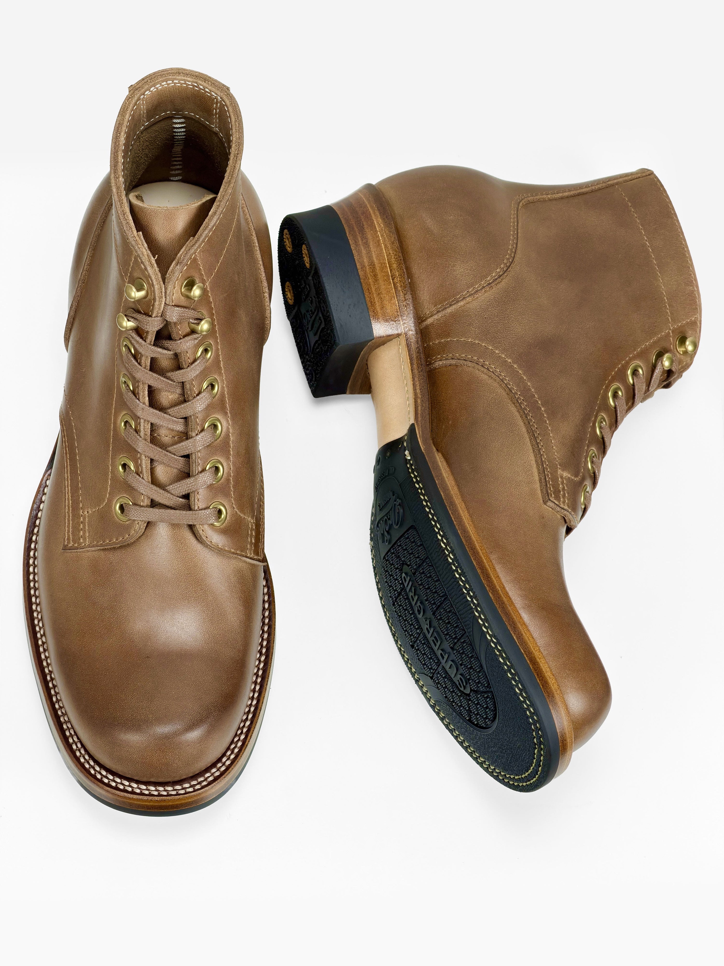 (MTO) - Miner Boots - natural full-grain cowhide - 6186