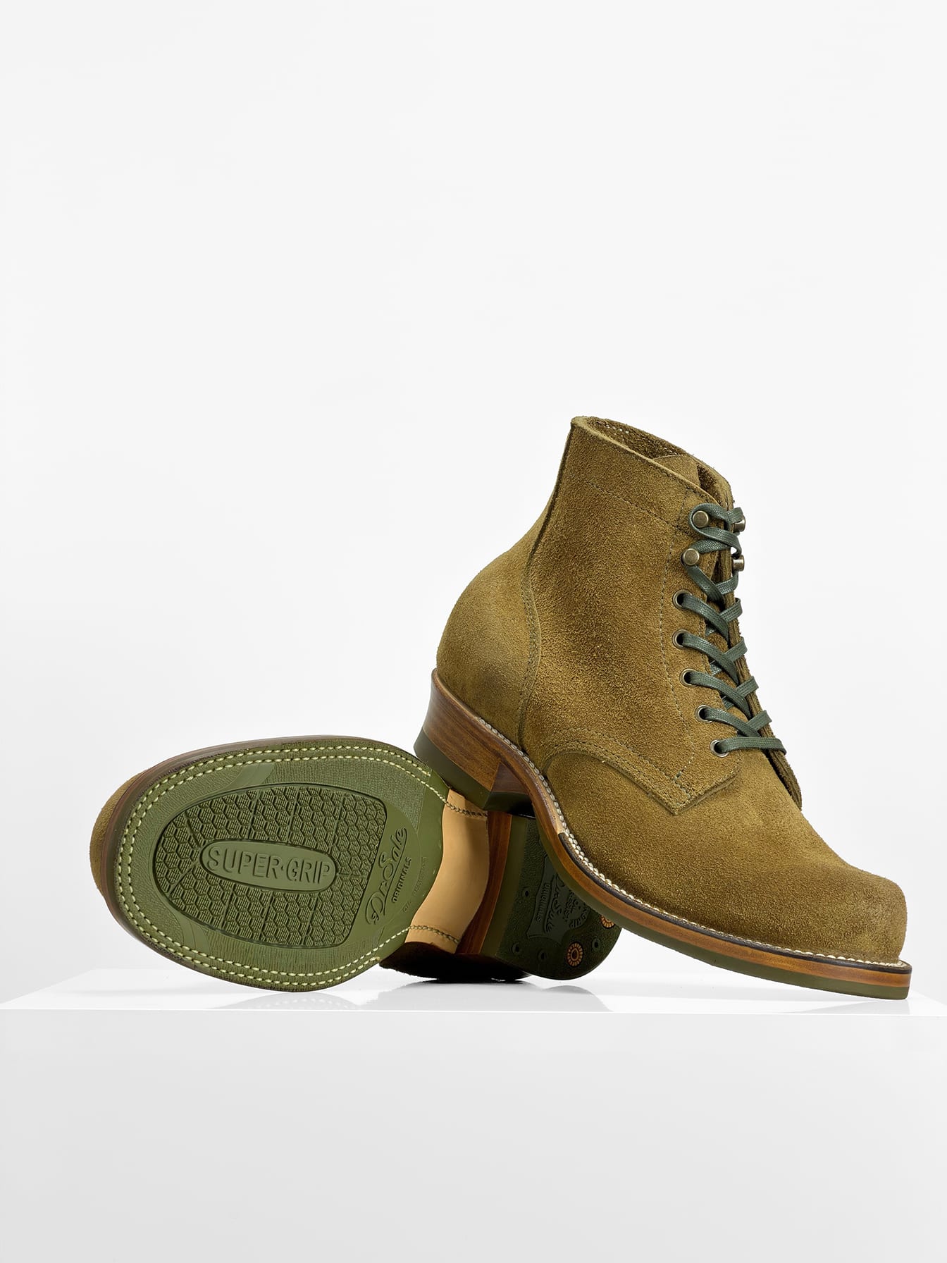 (MTO) - Miner Boots -Olive full-grain reverse cowhide Boots - 6186
