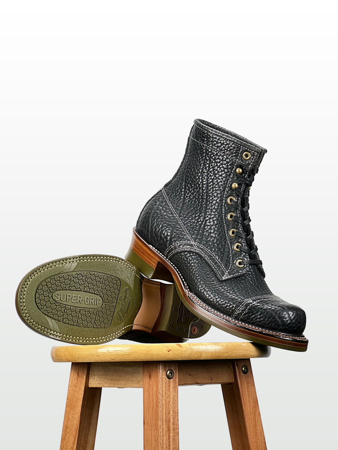 (MTO) - Miner Boots - Black bison-SD with double stitch