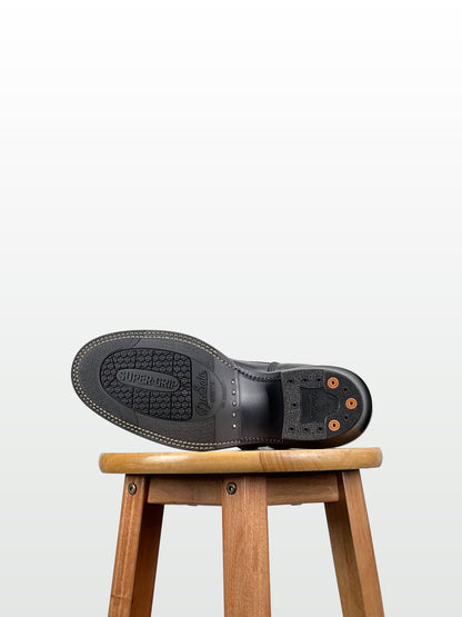 Engineer Boots 11" MTO- Black Maryam Horsebutt oiled and waxy with hand painting-2382