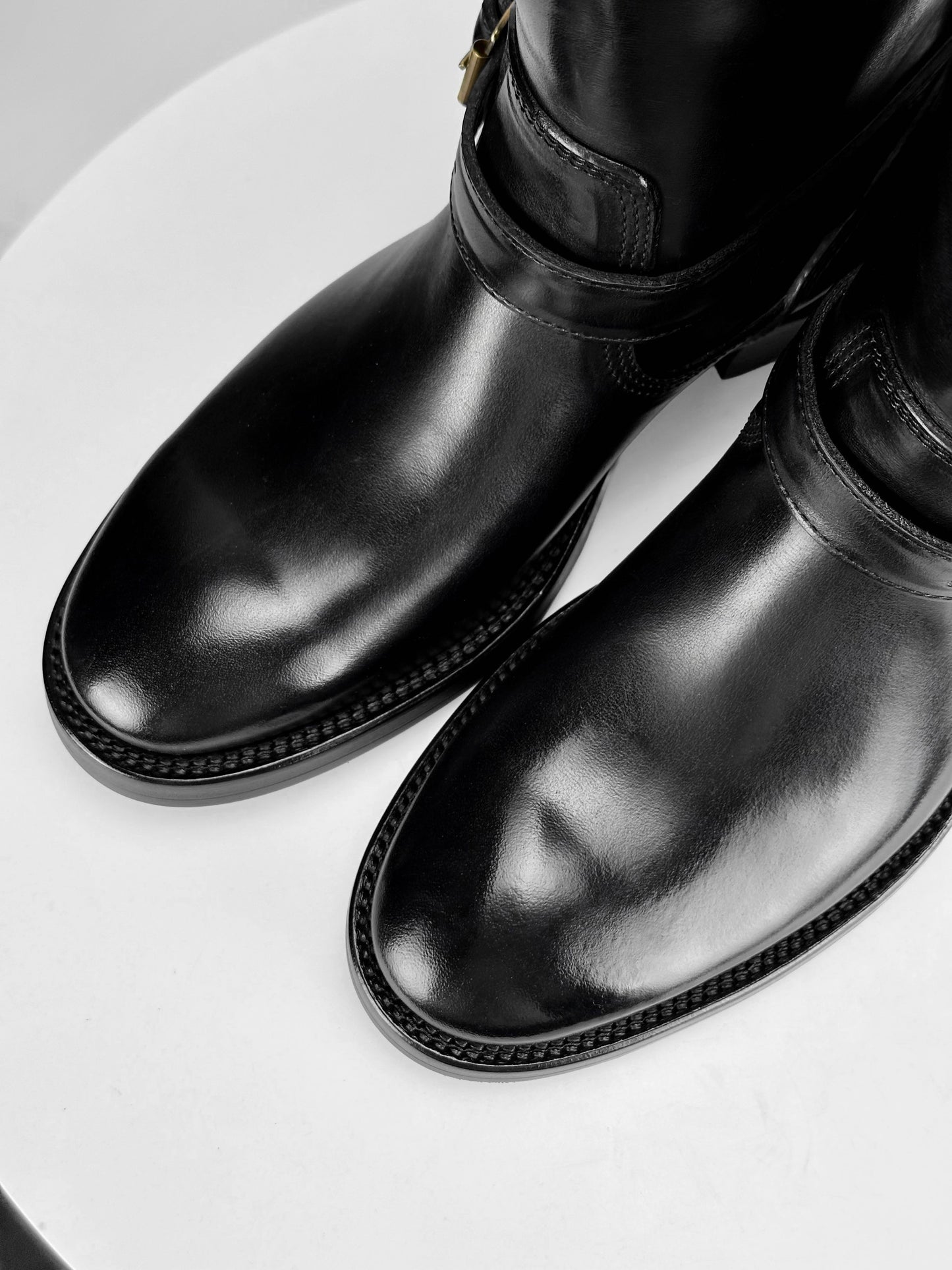 Engineer Boots 11" MTO- Black Maryam Horsebutt oiled and waxy with hand painting-2382