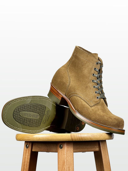 (MTO) - Miner Boots -Olive full-grain reverse cowhide  Boots  - 6186