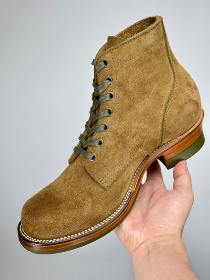 (MTO) - Miner Boots -Olive full-grain reverse cowhide  Boots  - 6186
