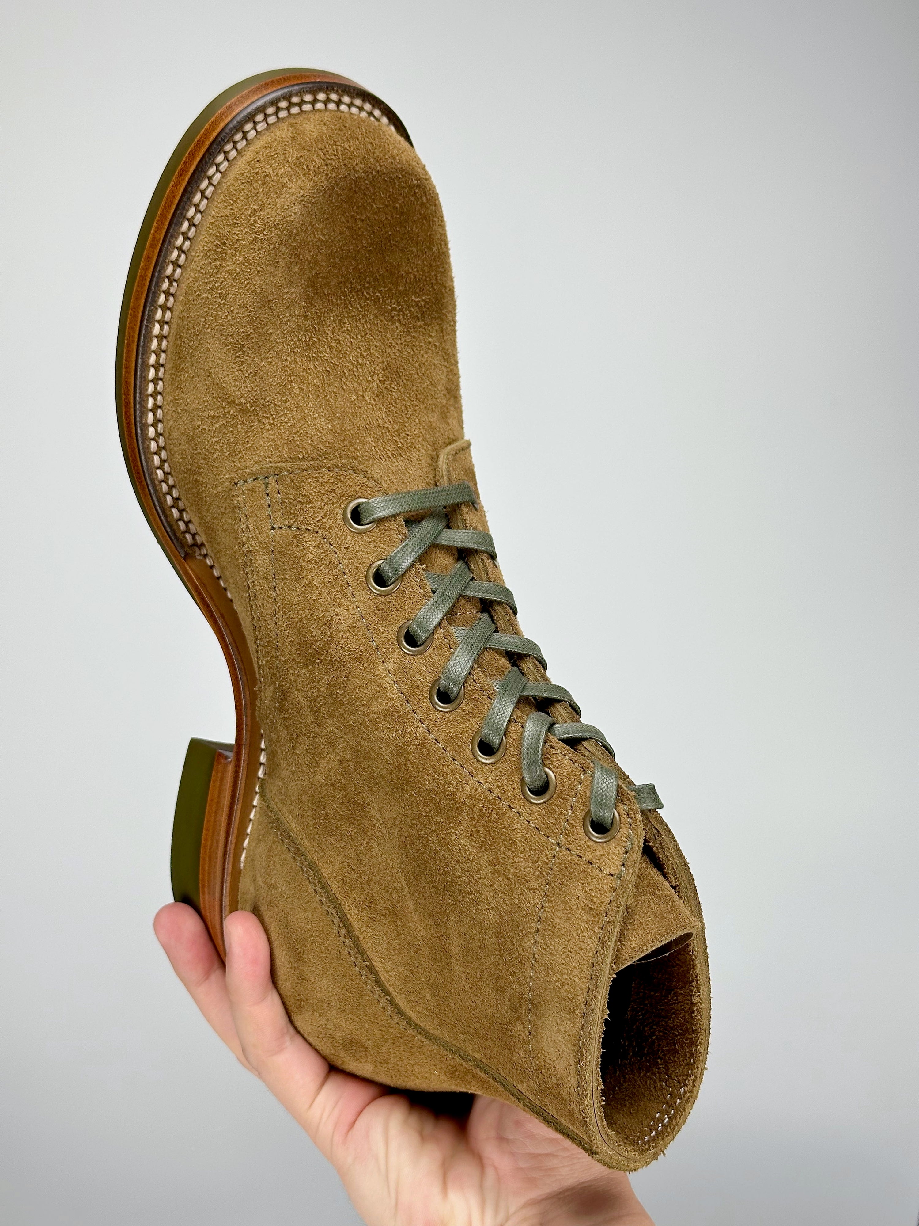 (MTO) - Miner Boots -Olive full-grain reverse cowhide  Boots  - 6186