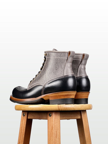 (MTO) - Tanker Boot | CFS Grey Kudu × Horween Black CXL | Dr. Sole | Goodyear 180/270 Stitch  - 6269