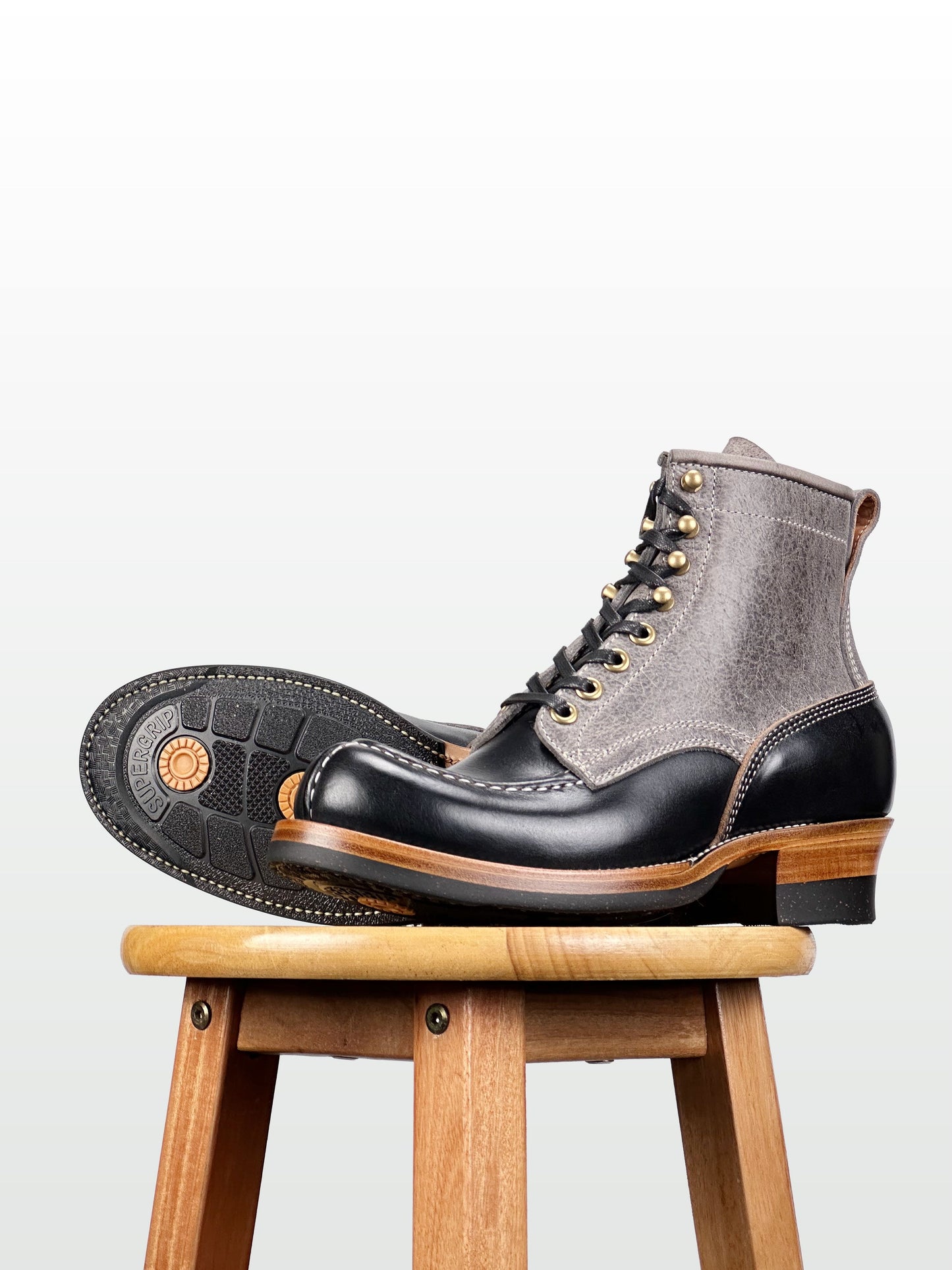 (MTO) - Tanker Boot | CFS Grey Kudu × Horween Black CXL | Dr. Sole | Goodyear 180/270 Stitch  - 6269