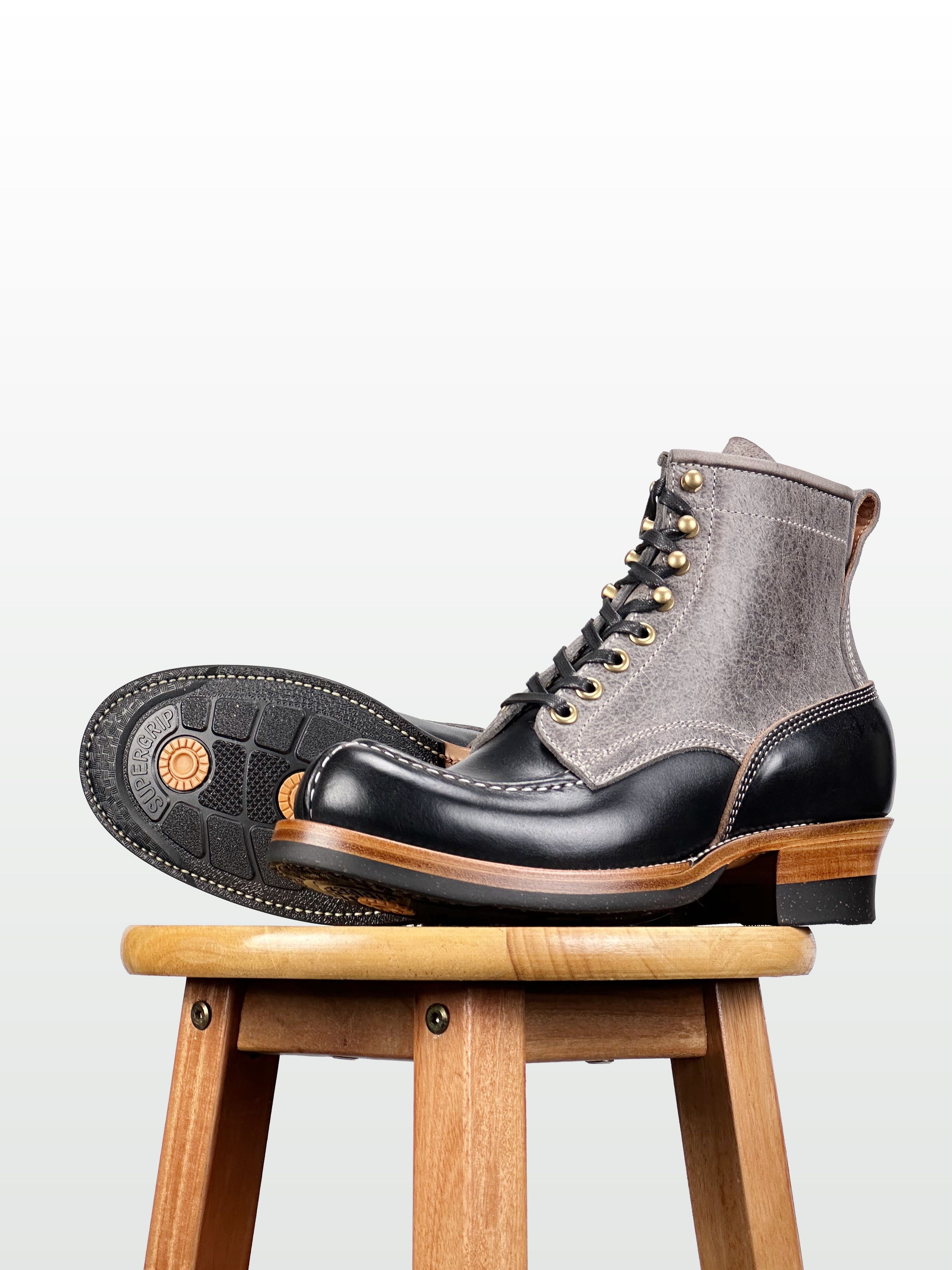 (MTO) - Tanker Boot | CFS Grey Kudu × Horween Black CXL | Dr. Sole | Goodyear 180/270 Stitch  - 6269