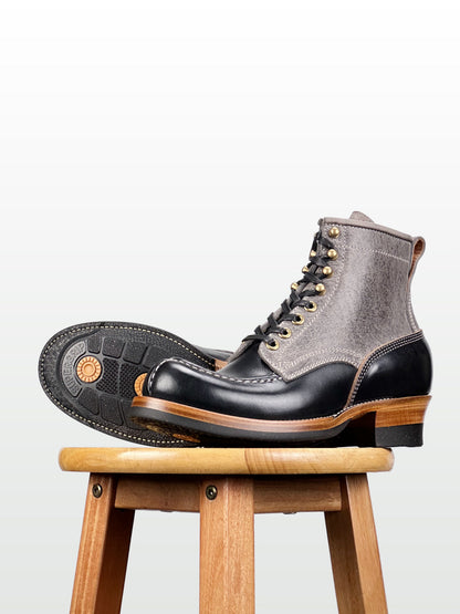 (MTO) - Tanker Boot | CFS Grey Kudu × Horween Black CXL | Dr. Sole | Goodyear 180/270 Stitch  - 6269