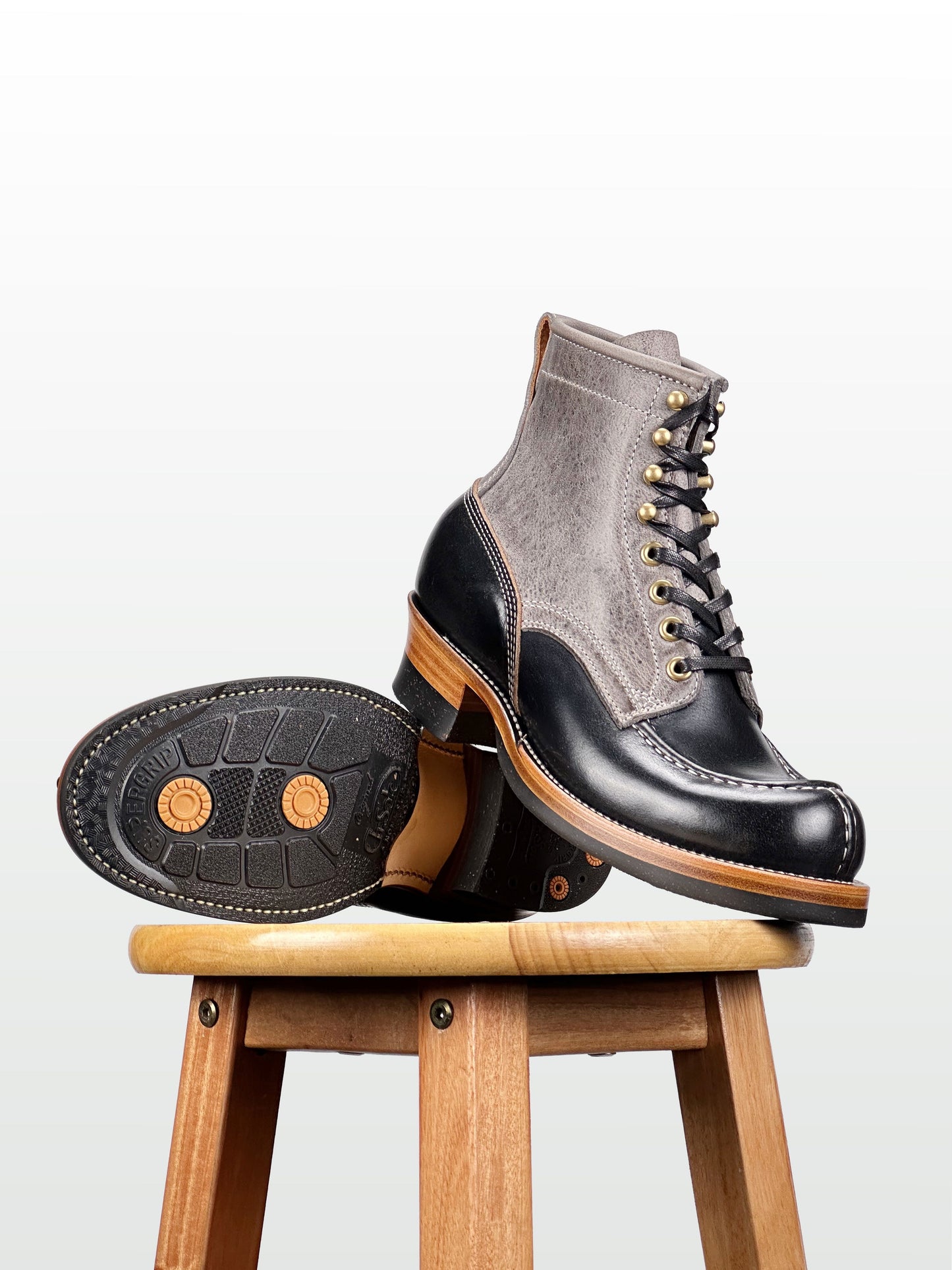 (MTO) - Tanker Boot | CFS Grey Kudu × Horween Black CXL | Dr. Sole | Goodyear 180/270 Stitch  - 6269