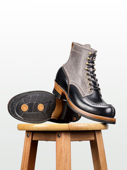 Tanker Boot | CFS Grey Kudu × Horween Black CXL | Dr. Sole | Goodyear 180/270 Stitch  - 6269
