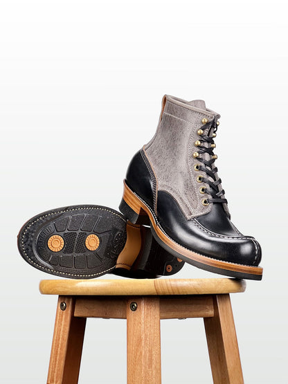 (MTO) - Tanker Boot | CFS Grey Kudu × Horween Black CXL | Dr. Sole | Goodyear 180/270 Stitch  - 6269