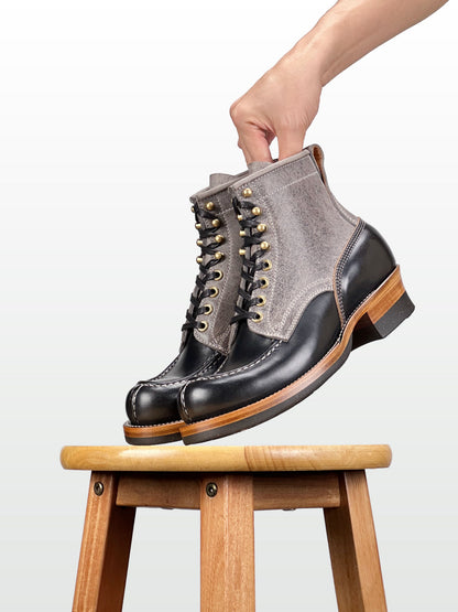 (MTO) - Tanker Boot | CFS Grey Kudu × Horween Black CXL | Dr. Sole | Goodyear 180/270 Stitch  - 6269