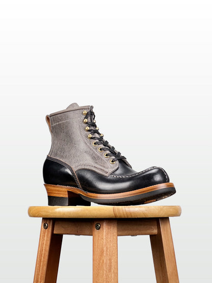 (MTO) - Tanker Boot | CFS Grey Kudu × Horween Black CXL | Dr. Sole | Goodyear 180/270 Stitch  - 6269
