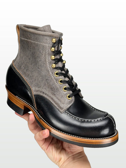 (MTO) - Tanker Boot | CFS Grey Kudu × Horween Black CXL | Dr. Sole | Goodyear 180/270 Stitch  - 6269