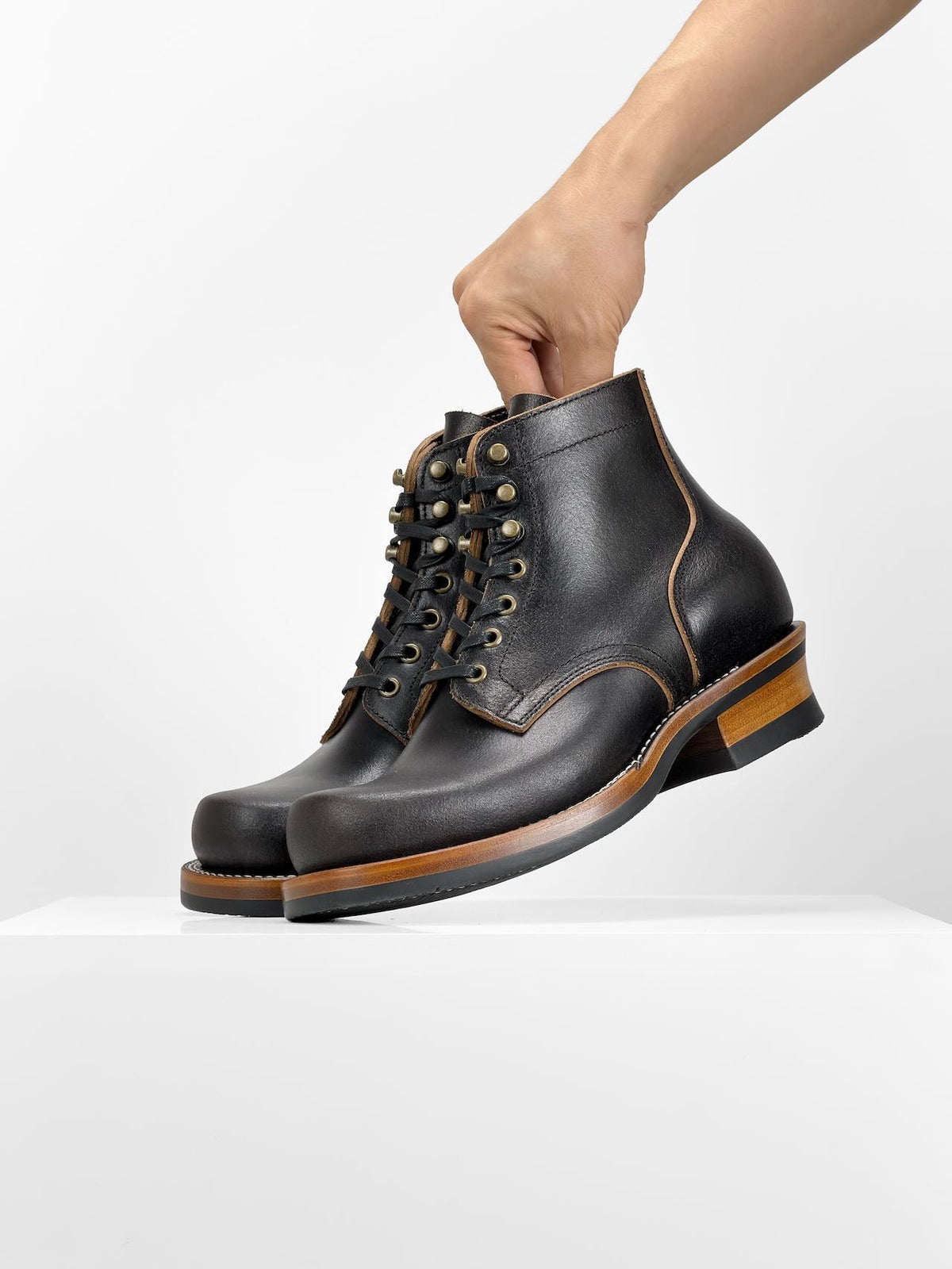 (MTO) - Miner Boots-Horween Waxed Flesh, Goodyear Welt-6185