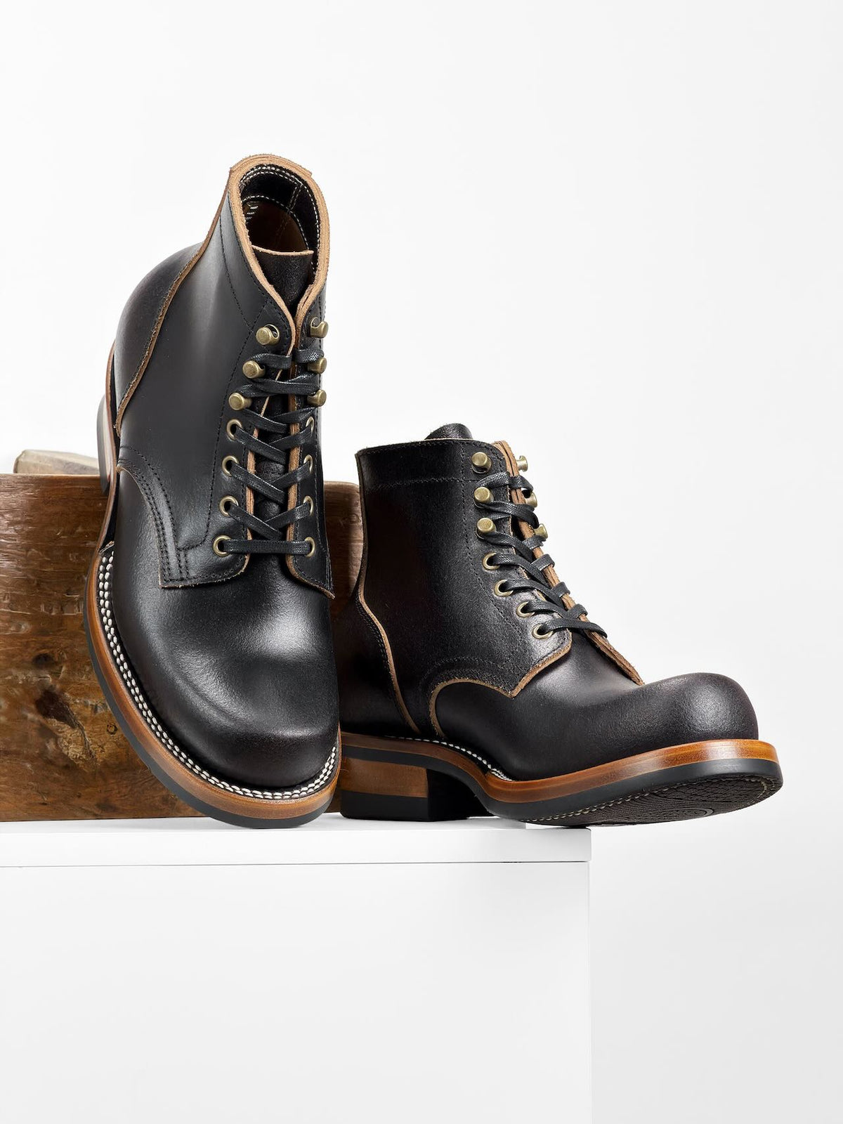 (MTO) - Miner Boots-Horween Waxed Flesh, Goodyear Welt-6185