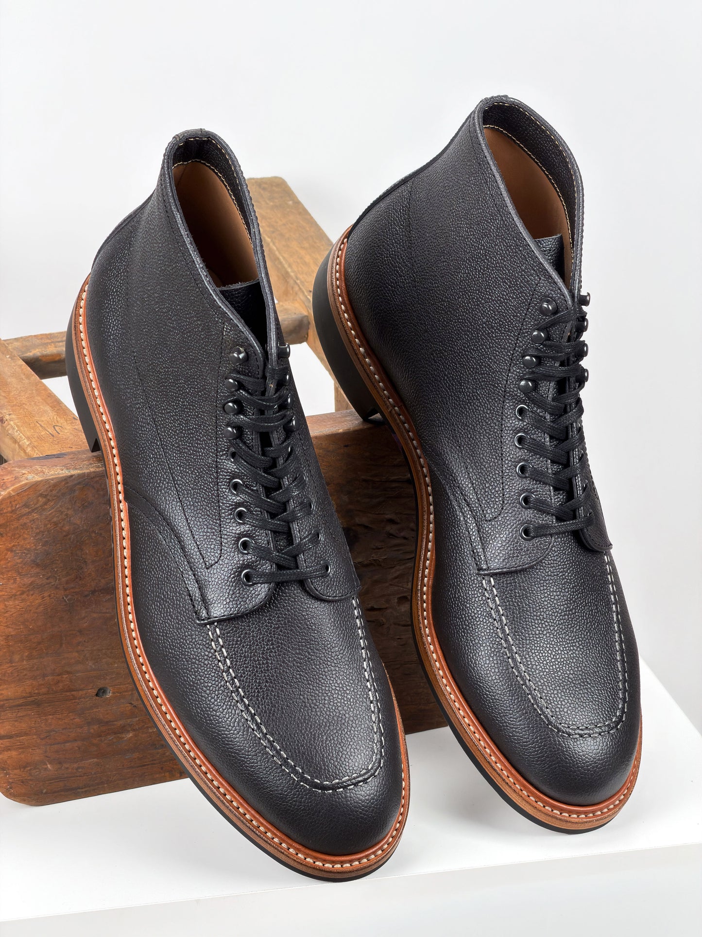 In Stock & Ready to Ship -Service Boot  -  Charles F Stead  Westminster Calf - Black Nebula - 6029