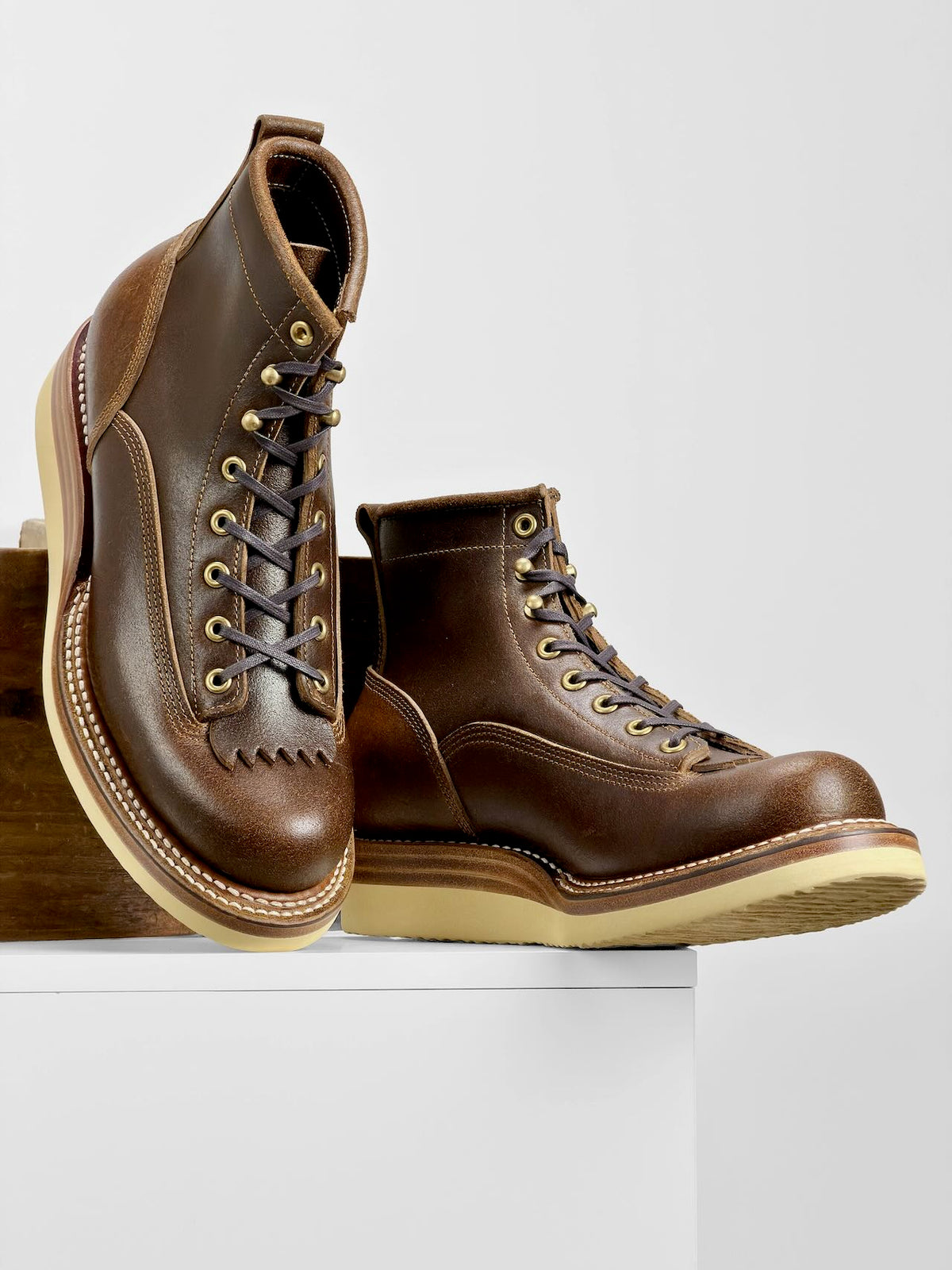 MTO Monkey Boots - Horween Waxed Flesh Cinnamon | Stitchdown Construction with hand finished welt | 6981