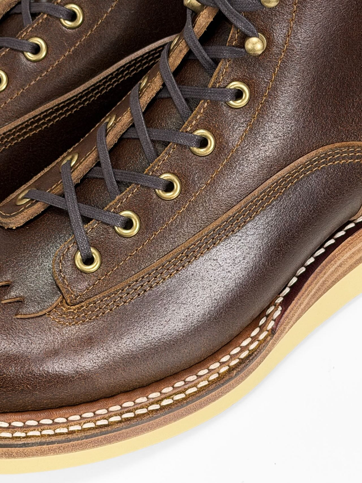 MTO Monkey Boots - Horween Waxed Flesh Cinnamon | Stitchdown Construction with hand finished welt | 6981
