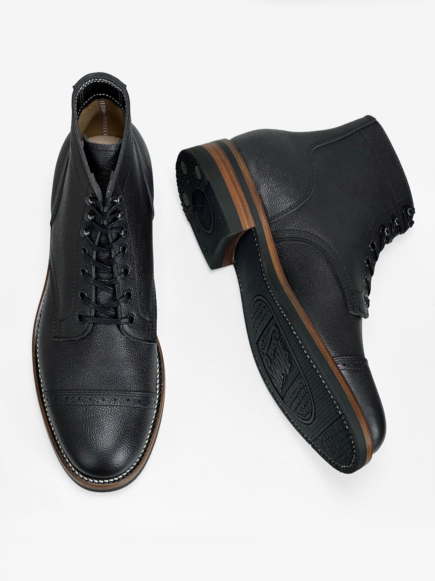 RTS / In Stock - CapToe  Boots -  Charles F Stead  Westminster Calf - Black Nebula - 6766