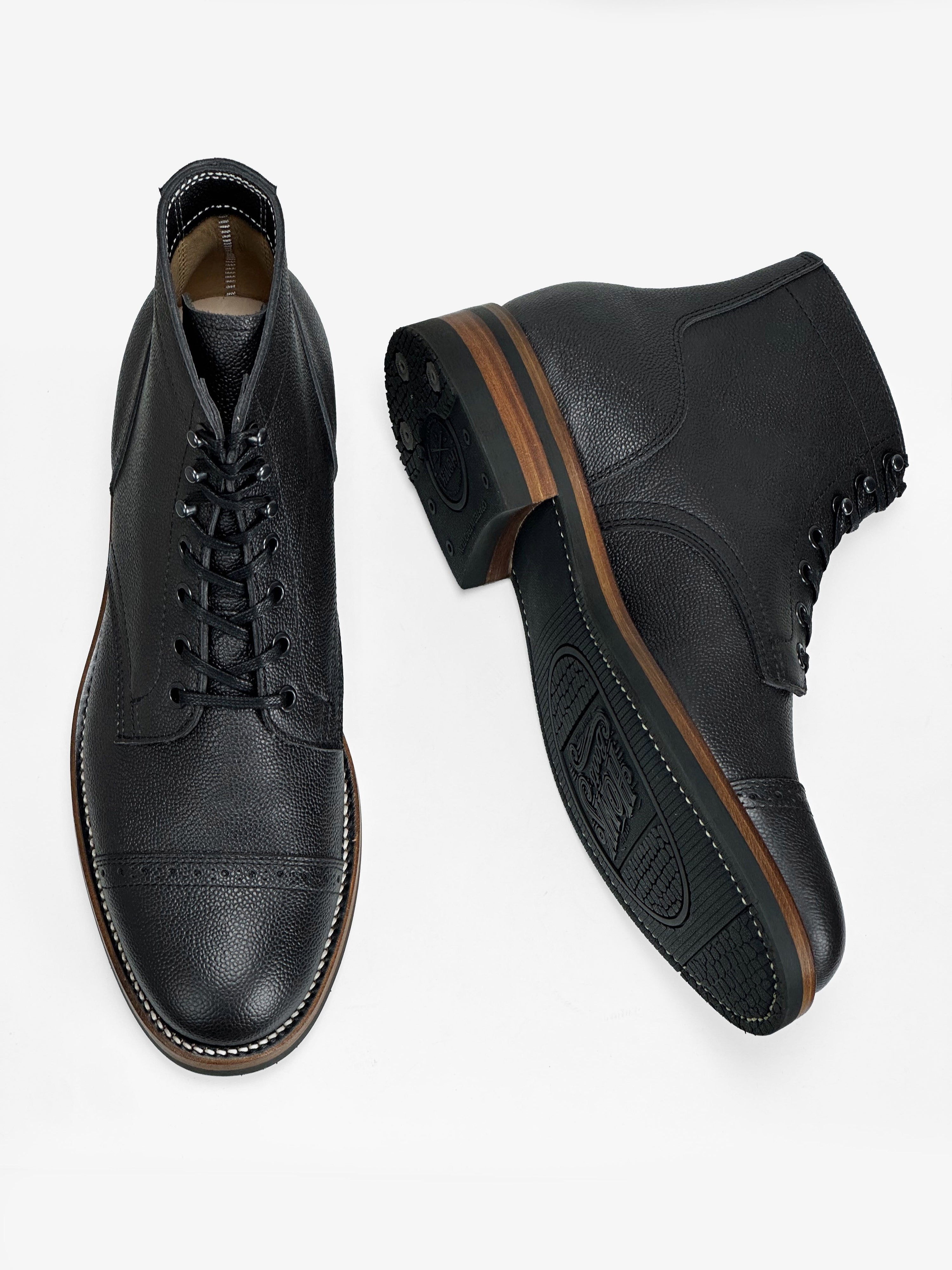 RTS / In Stock - CapToe  Boots -  Charles F Stead  Westminster Calf - Black Nebula - 6766