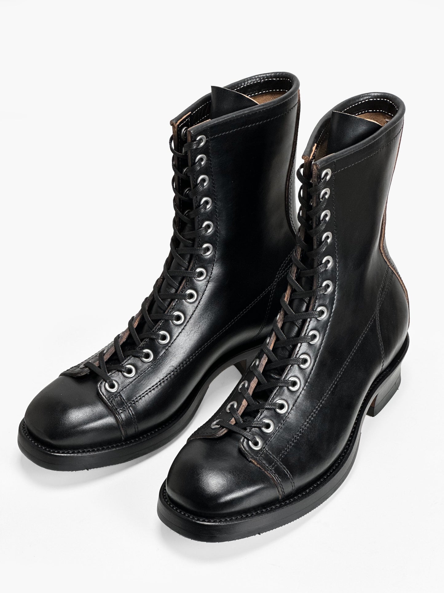 Monkey Boots  - Black Maryam Horsebutt oiled and waxy with hand painting-HN101