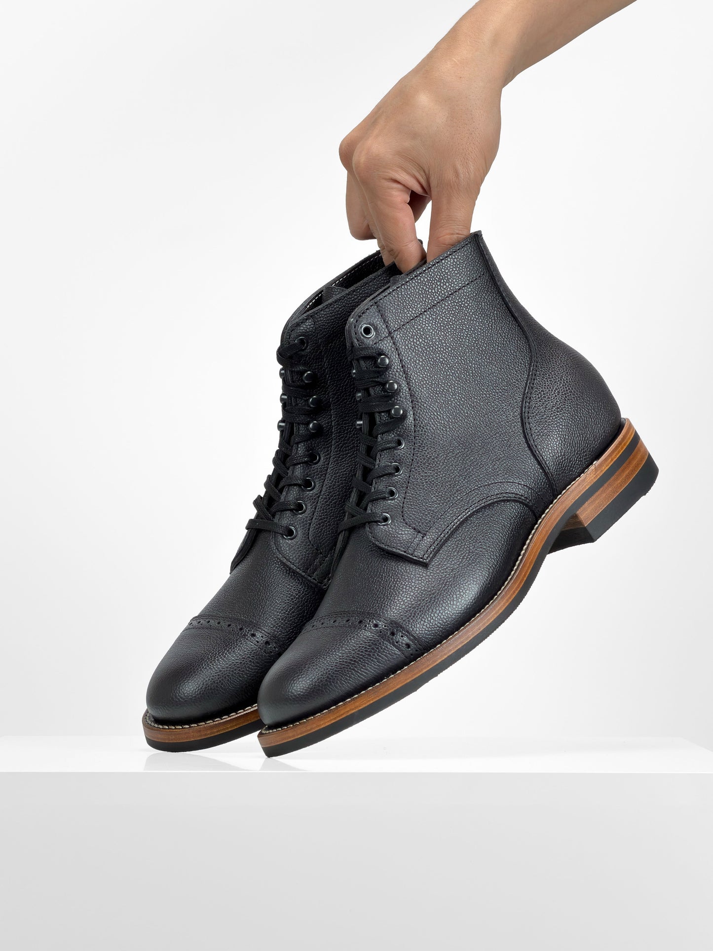 CapToe Service Boot -  Charles F Stead  Westminster Calf - Black Nebula - 6765