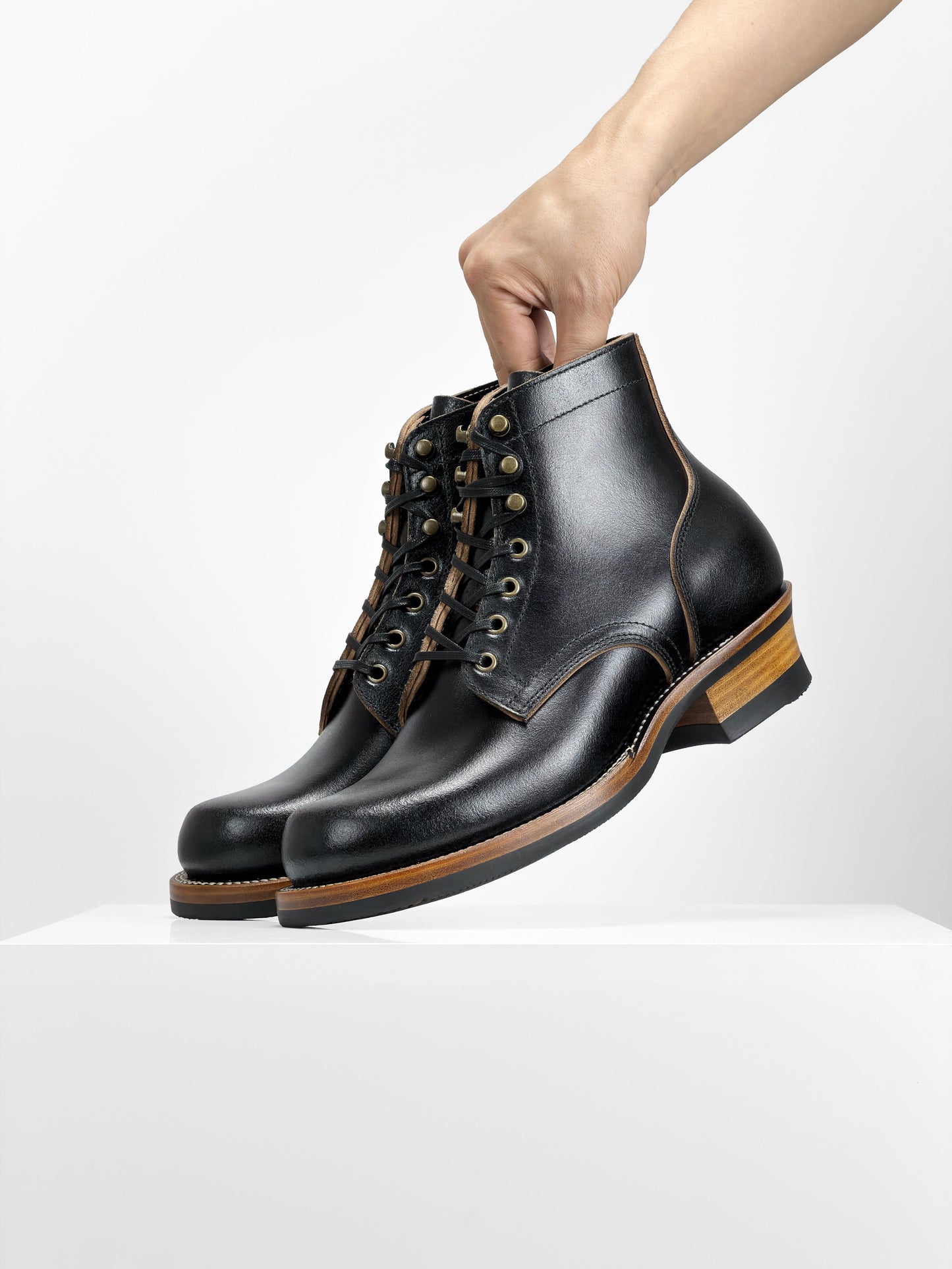 (MTO) - Miner Boots-Horween Waxed Flesh, Goodyear Welt-6311