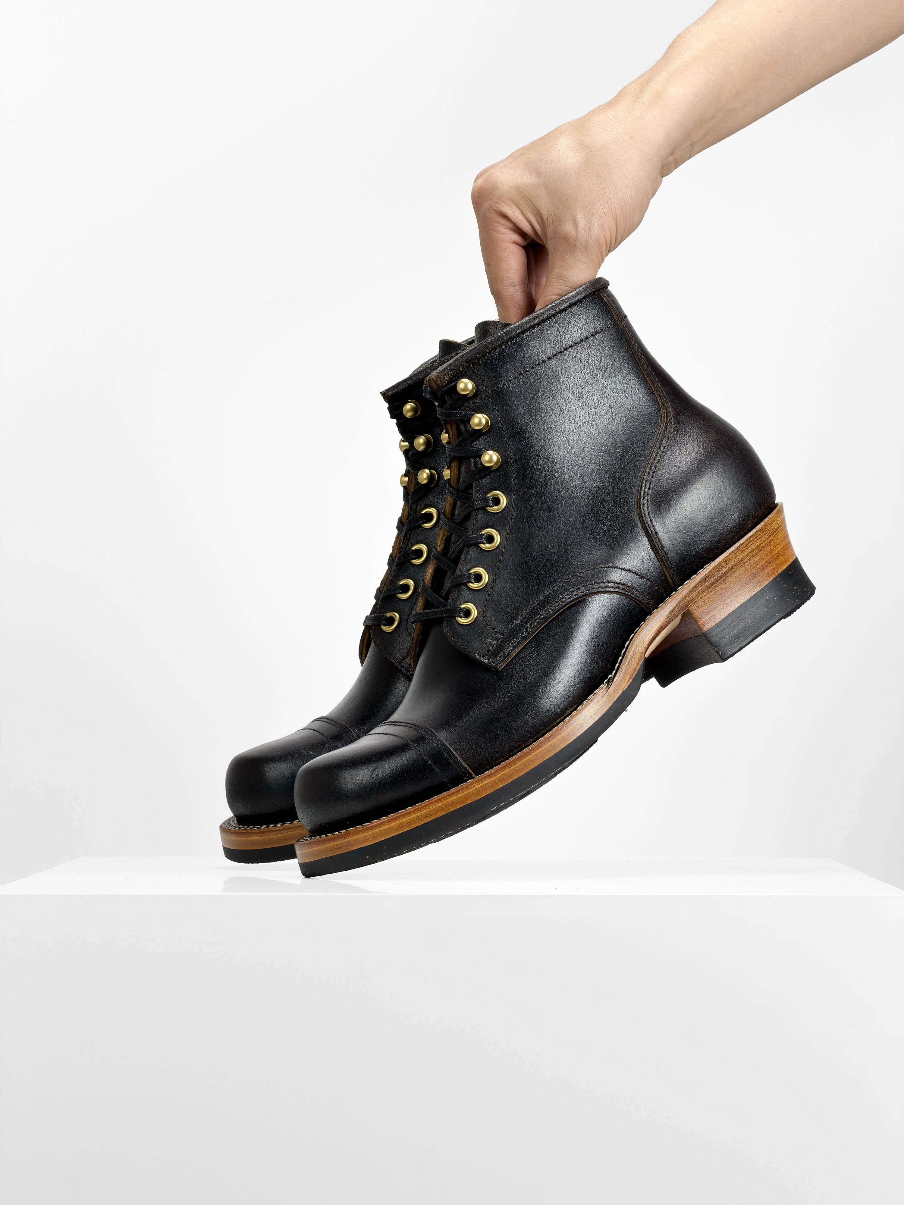 (MTO) - Miner Boots-Horween Waxed Flesh, Goodyear Welt-6310