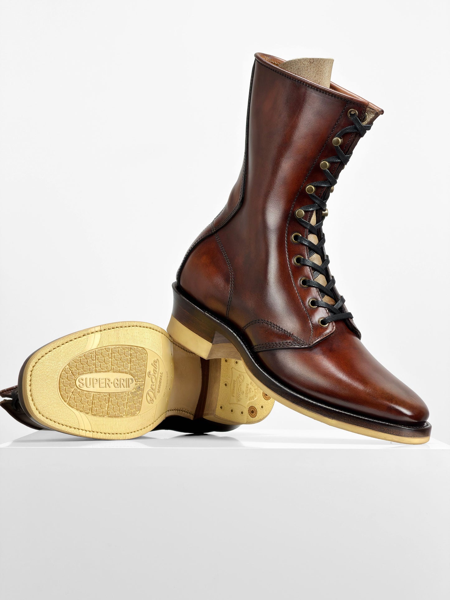(MTO) - Stringer Boots 9 Eyelets - Hand Dyed Red Brown Horsebutt TPR-1809