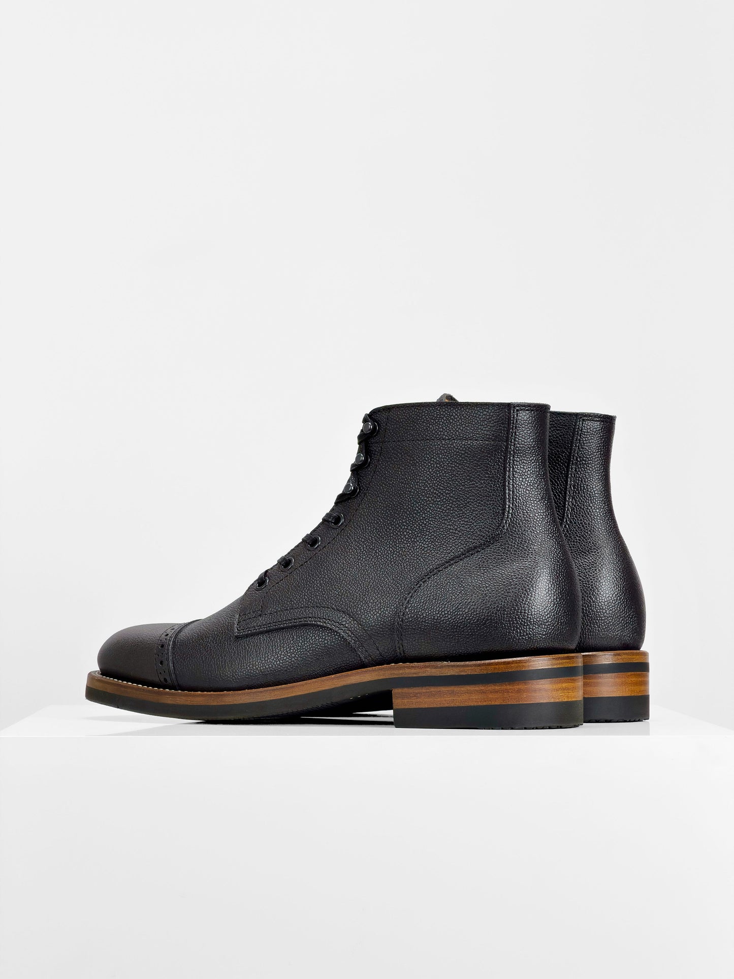 RTS / In Stock - CapToe Service Boot -  Charles F Stead  Westminster Calf - Black Nebula - 6766