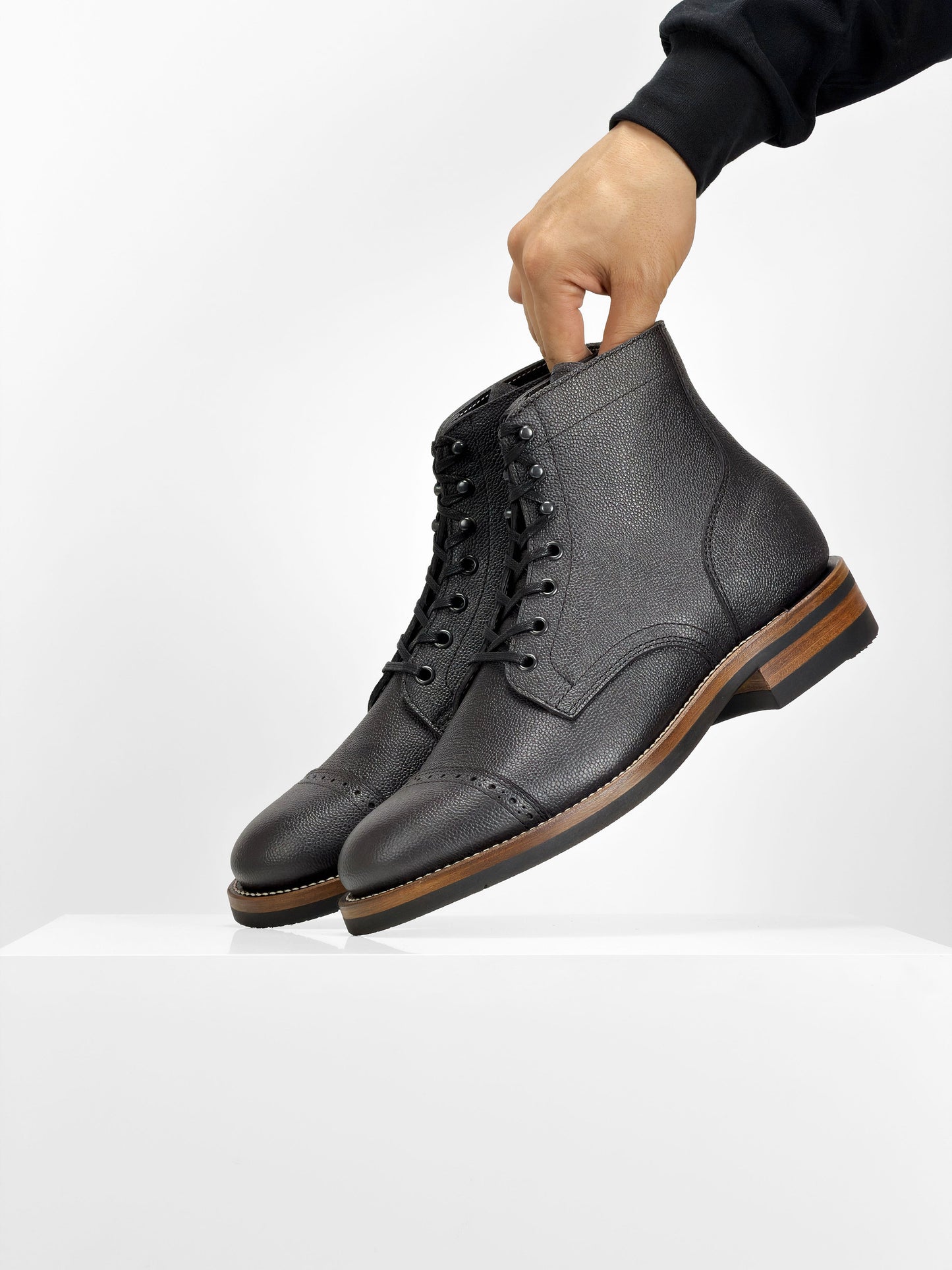 RTS / In Stock - CapToe Service Boot -  Charles F Stead  Westminster Calf - Black Nebula - 6766