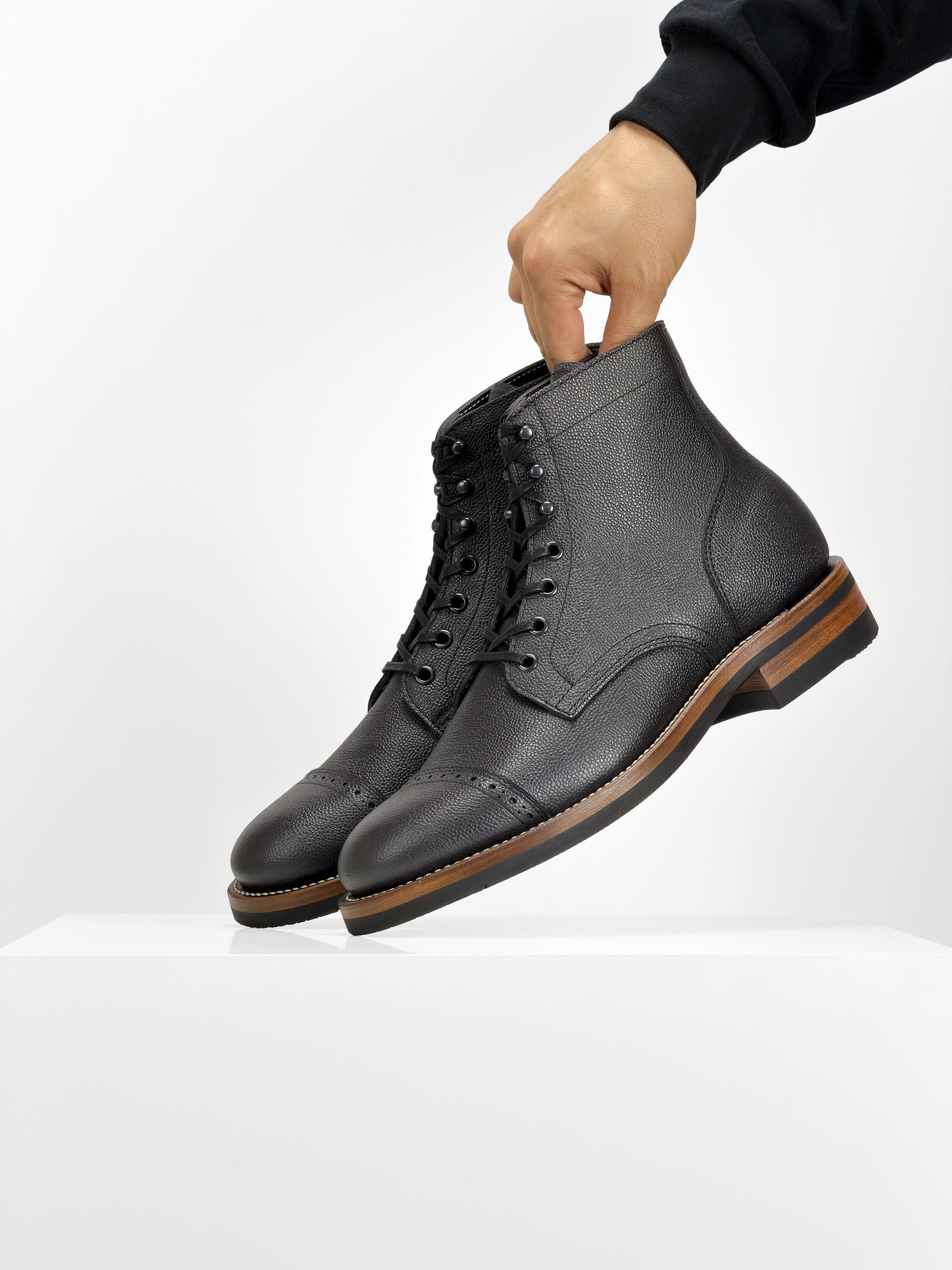 RTS / In Stock - CapToe  Boots -  Charles F Stead  Westminster Calf - Black Nebula - 6766