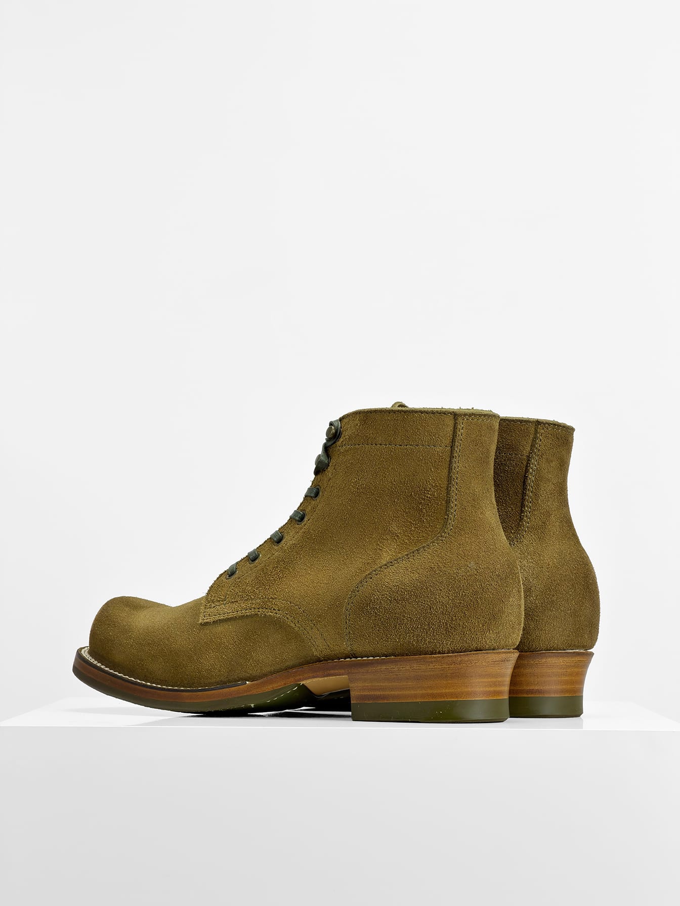 (MTO) - Miner Boots -Olive full-grain reverse cowhide  Boots  - 6186