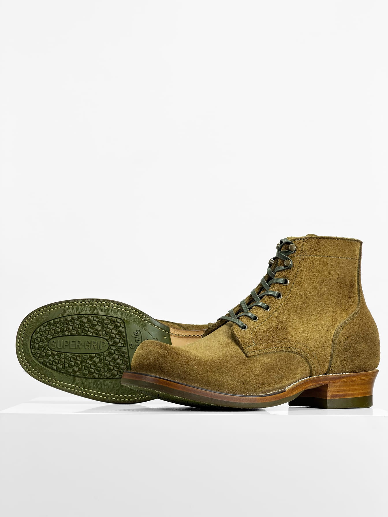 (MTO) - Miner Boots -Olive full-grain reverse cowhide  Boots  - 6186