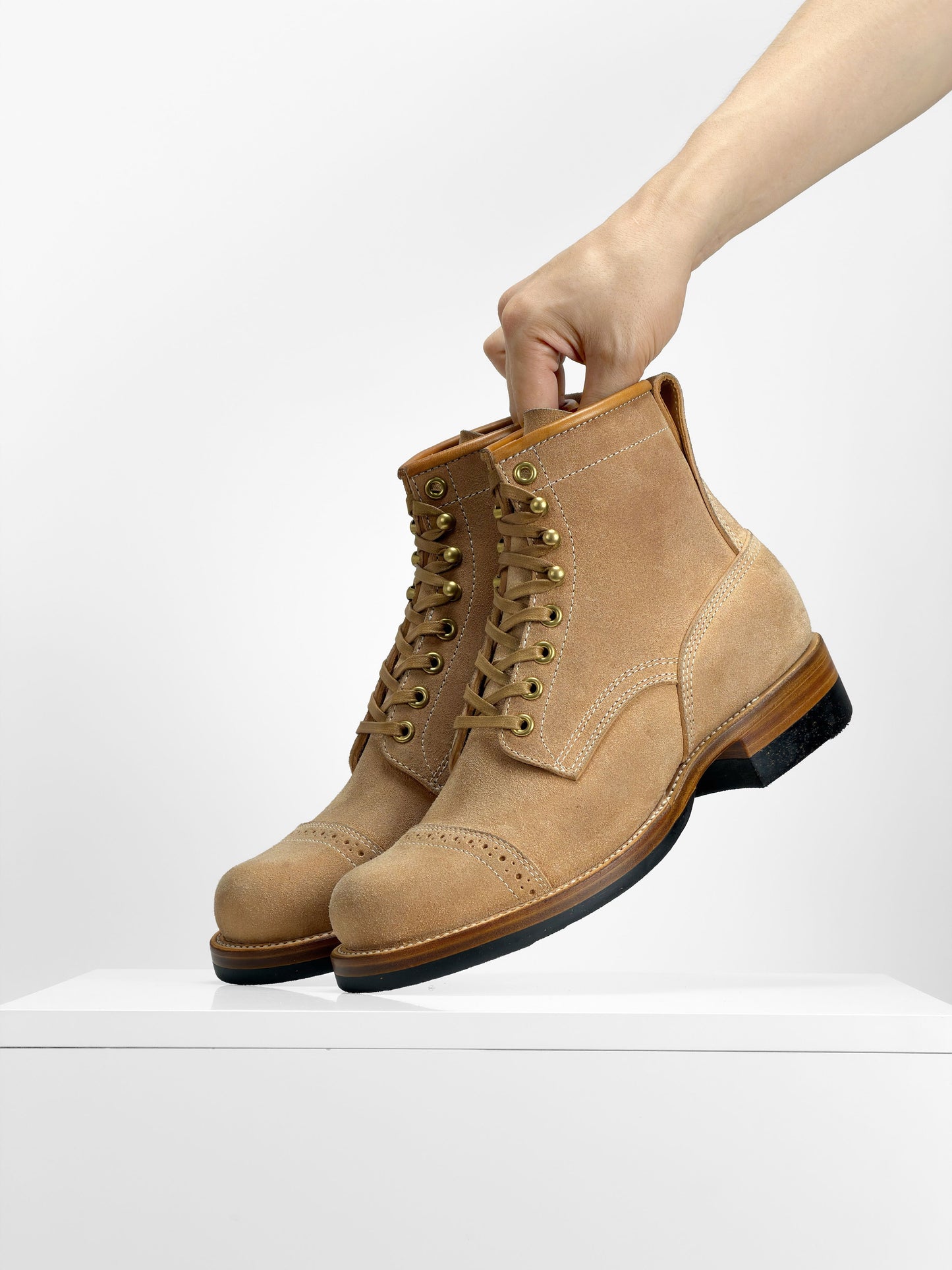 (MTO) - Round-Toe Logger Boots – Maryam Horsebutt Reverse, Goodyear Welt