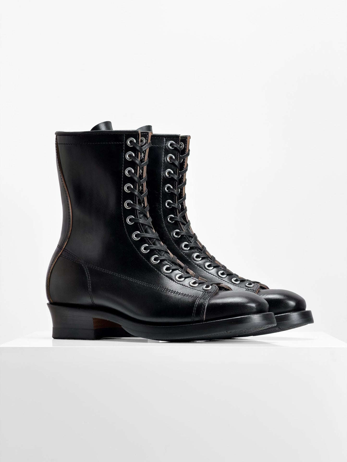 Monkey Boots  - Black Maryam Horsebutt oiled and waxy with hand painting-HN101