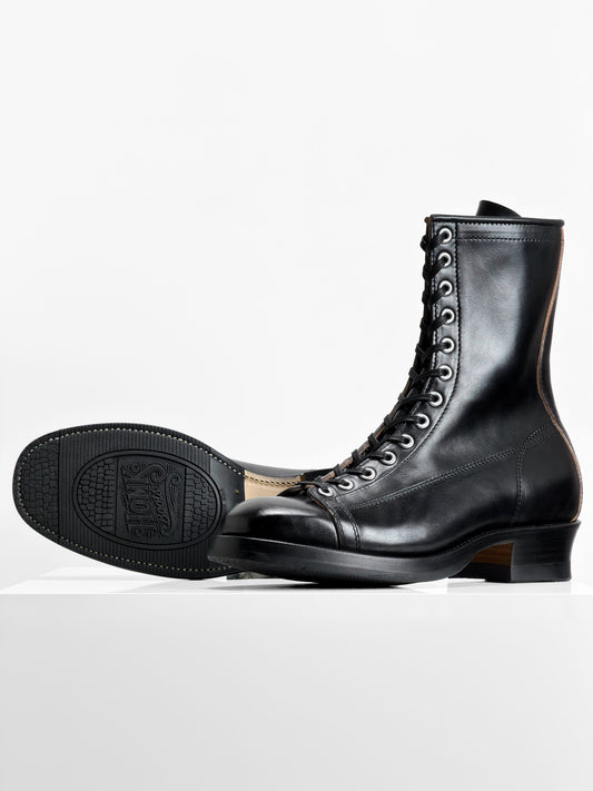 Monkey Boots  - Black Maryam Horsebutt oiled and waxy with hand painting-HN101